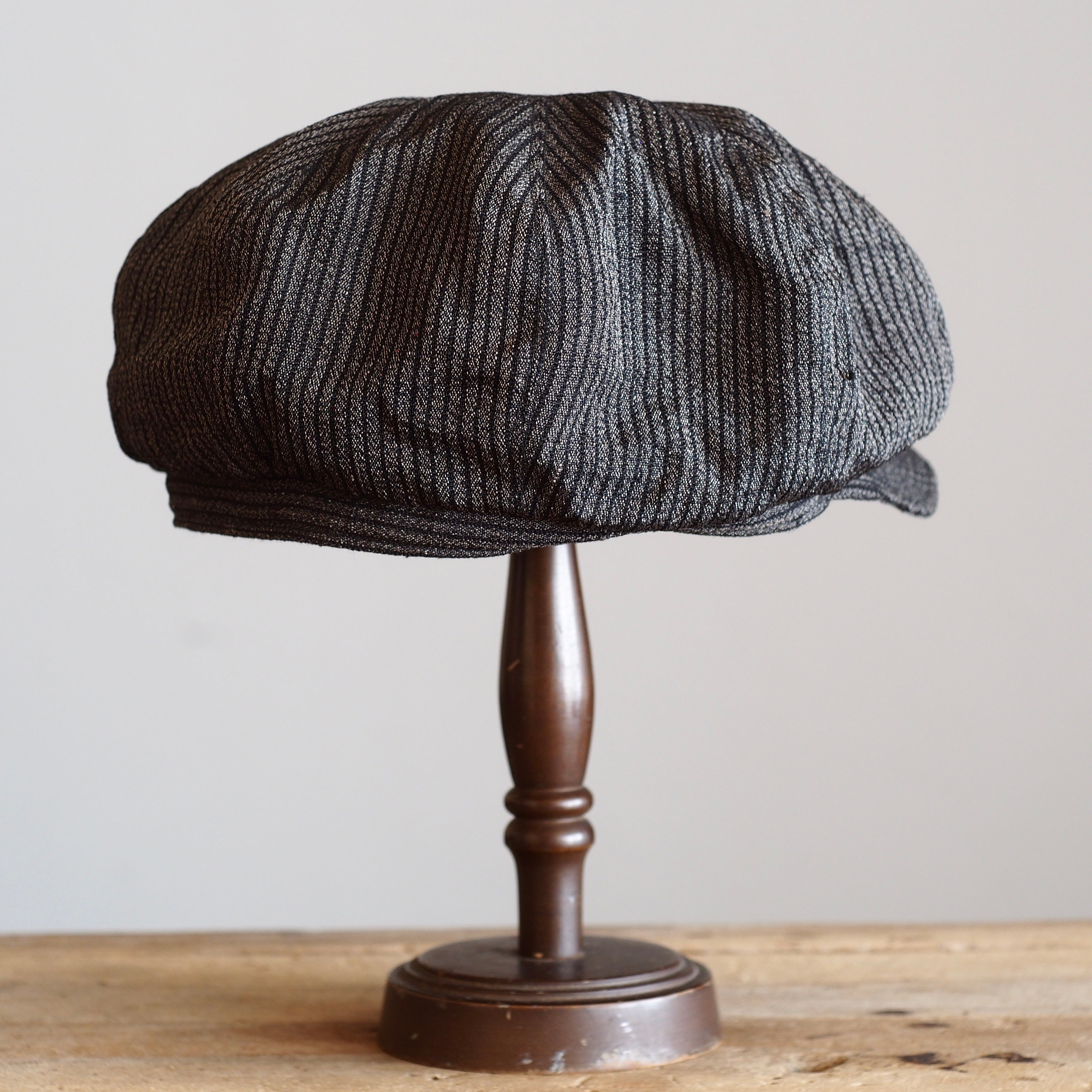 NORA CAP ~type newsboy~60 japan old  silk stripe fabric