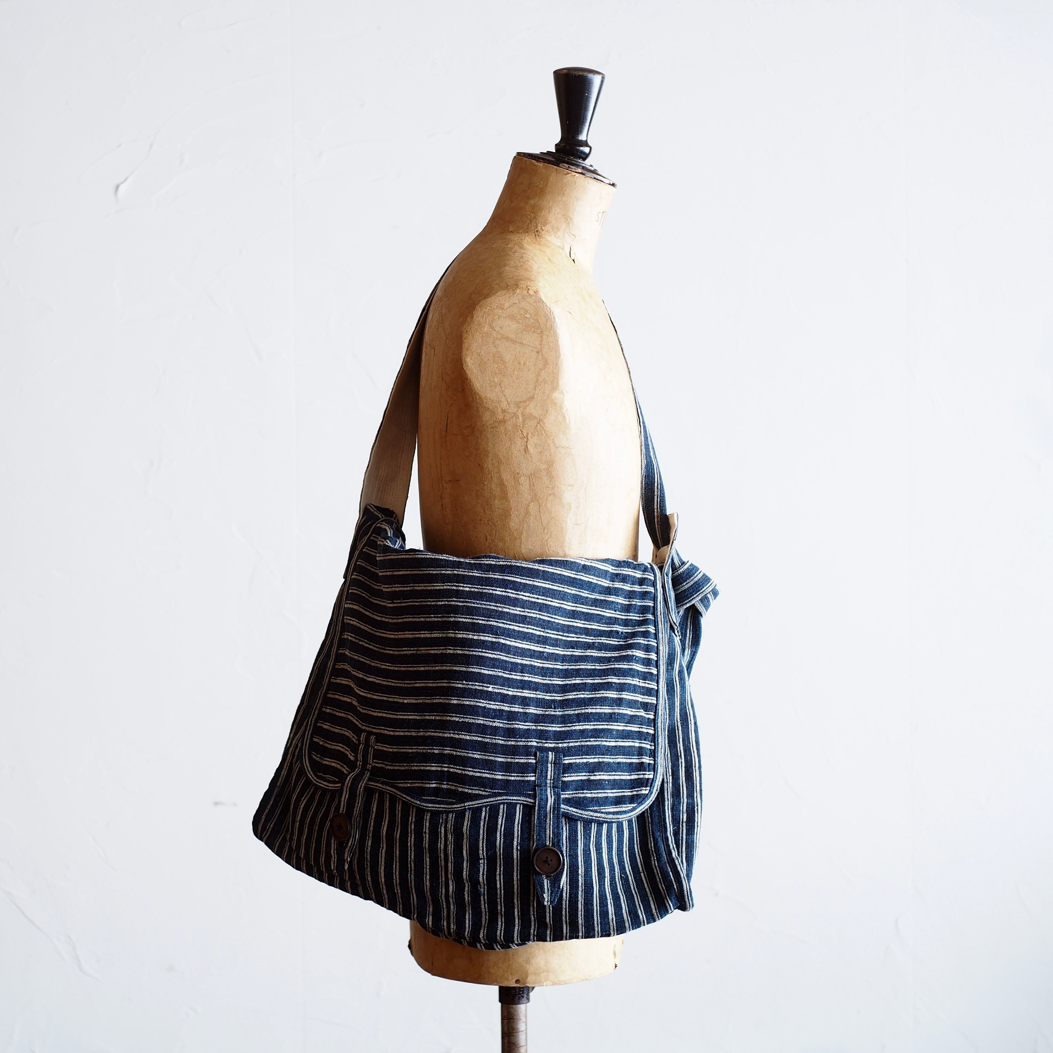 NORA BAG~type postman~japan old indigo cotton/hemp