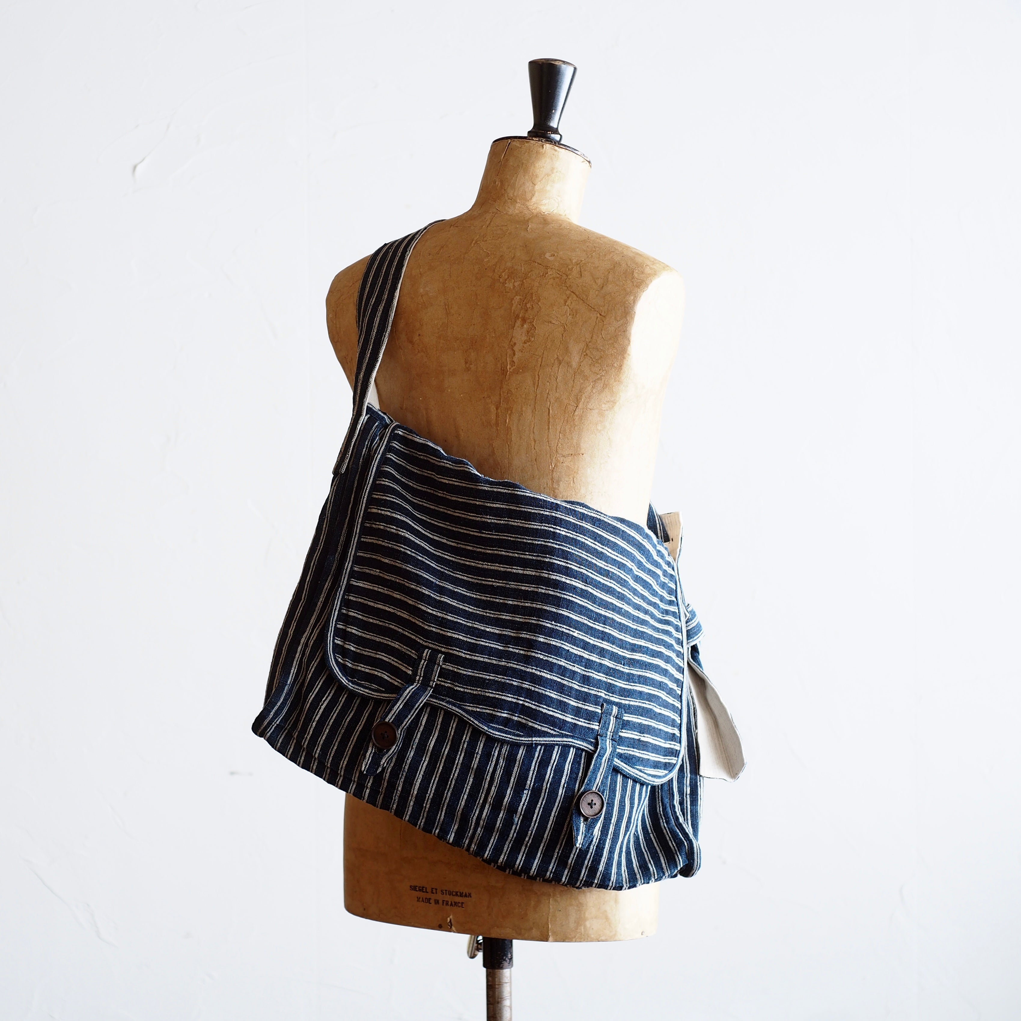NORA BAG~type postman~japan old indigo cotton/hemp