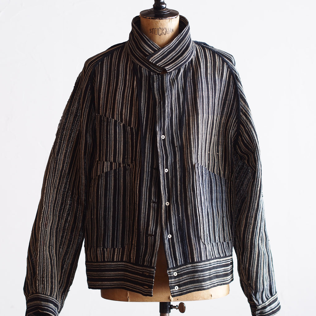 NORA SHORT JACKET~Japan old stripe hemp fabric~