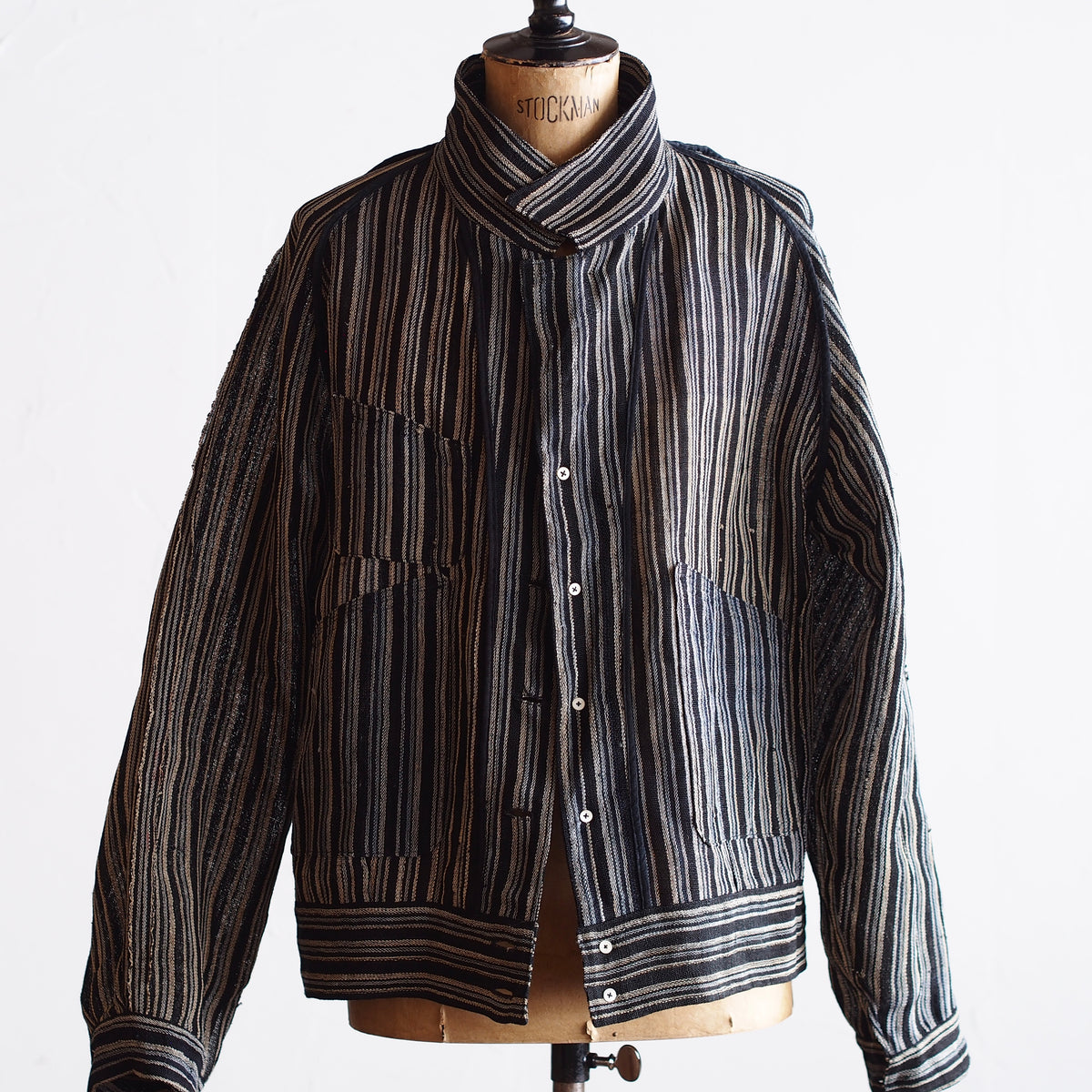 NORA SHORT JACKET~Japan old stripe hemp fabric~