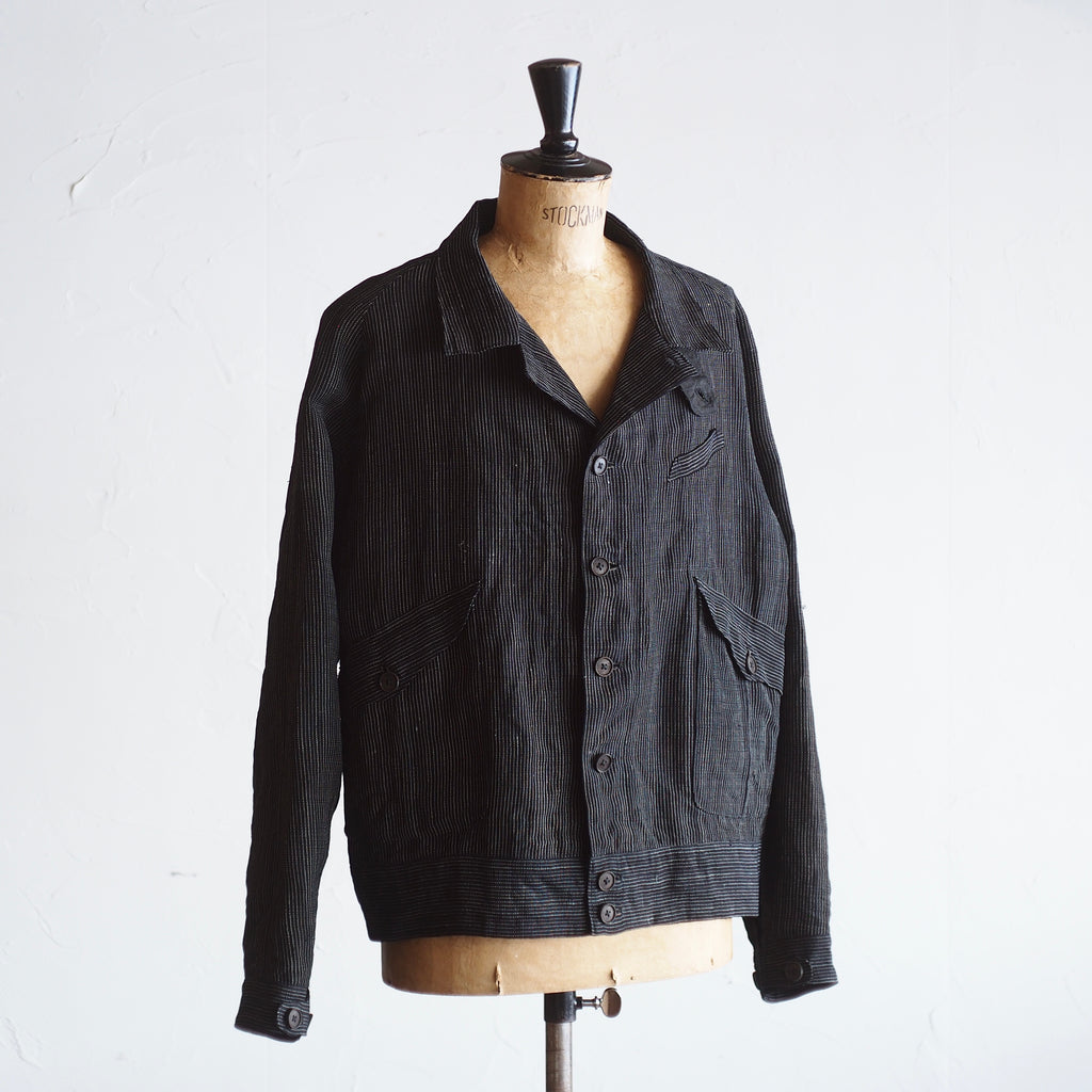 NORA SHORT JACKET~Japan old stripe hemp fabric~
