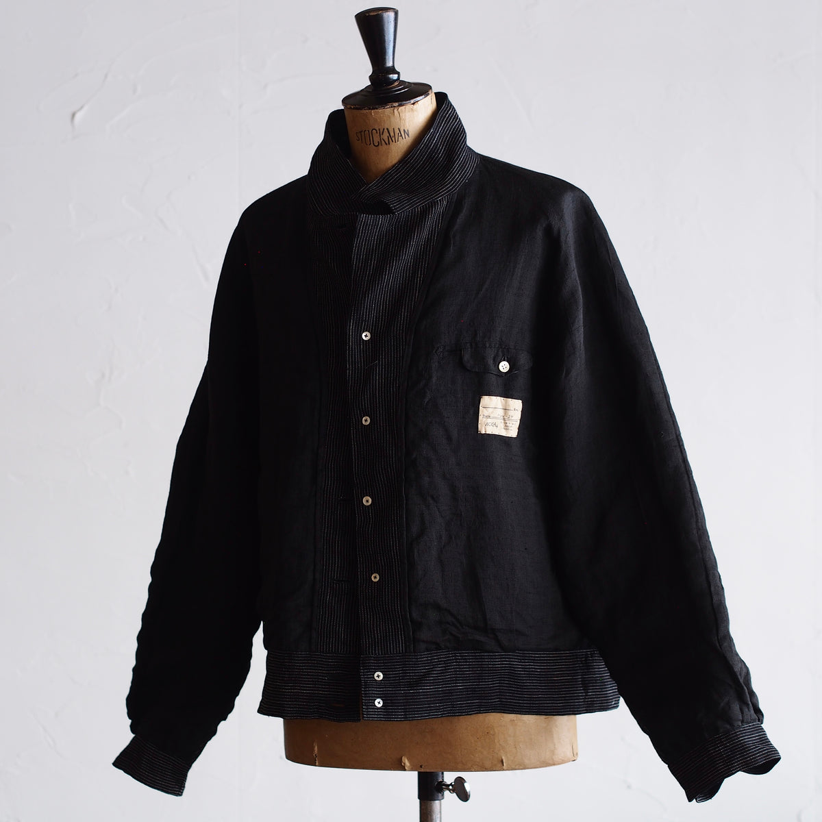 NORA SHORT JACKET~Japan old stripe hemp fabric~