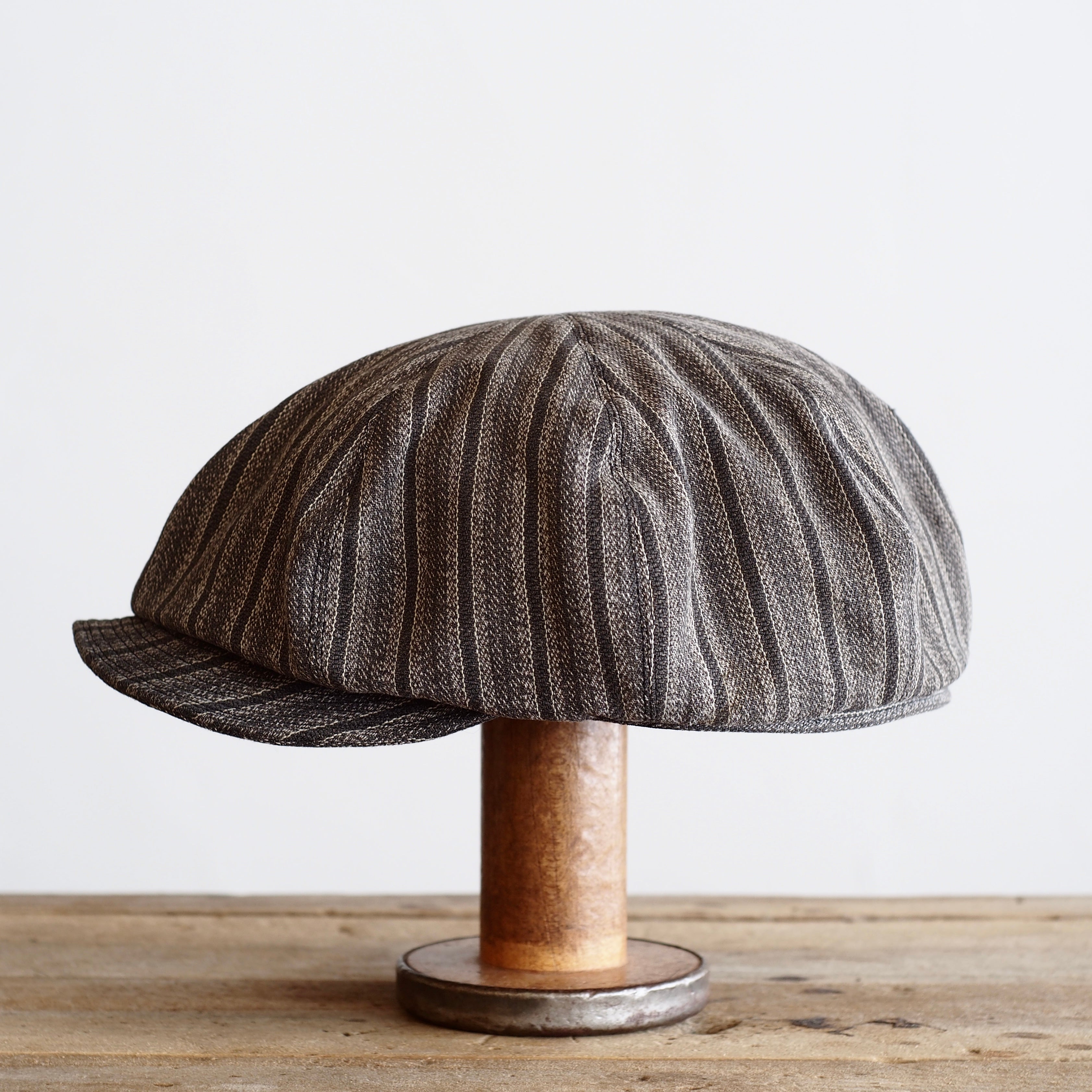 FRENCH VINTAGE FABRIC CAP ~type newsboy~stripe 60