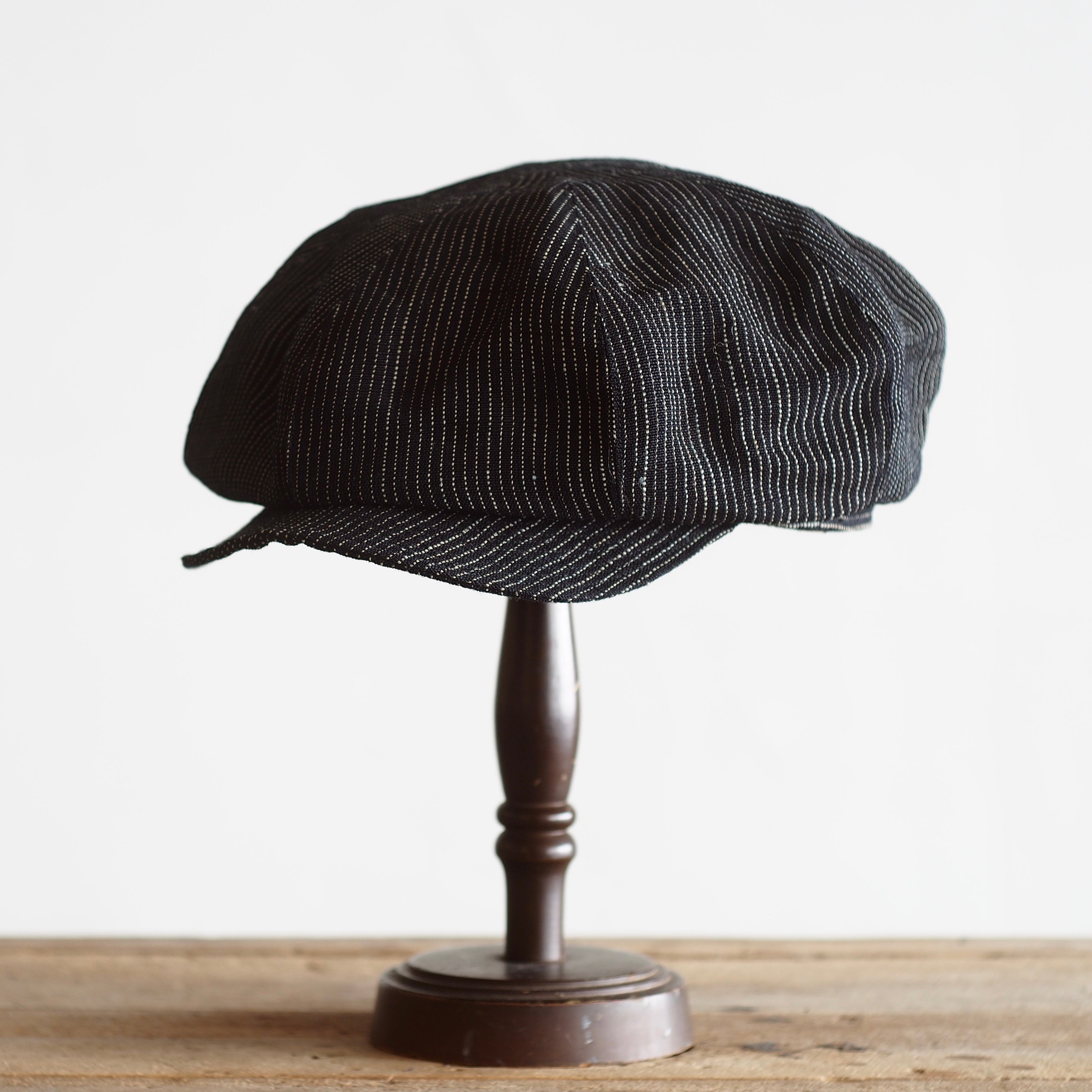 NORA CAP ~type newsboy~61 japan old stripe hemp  fabric