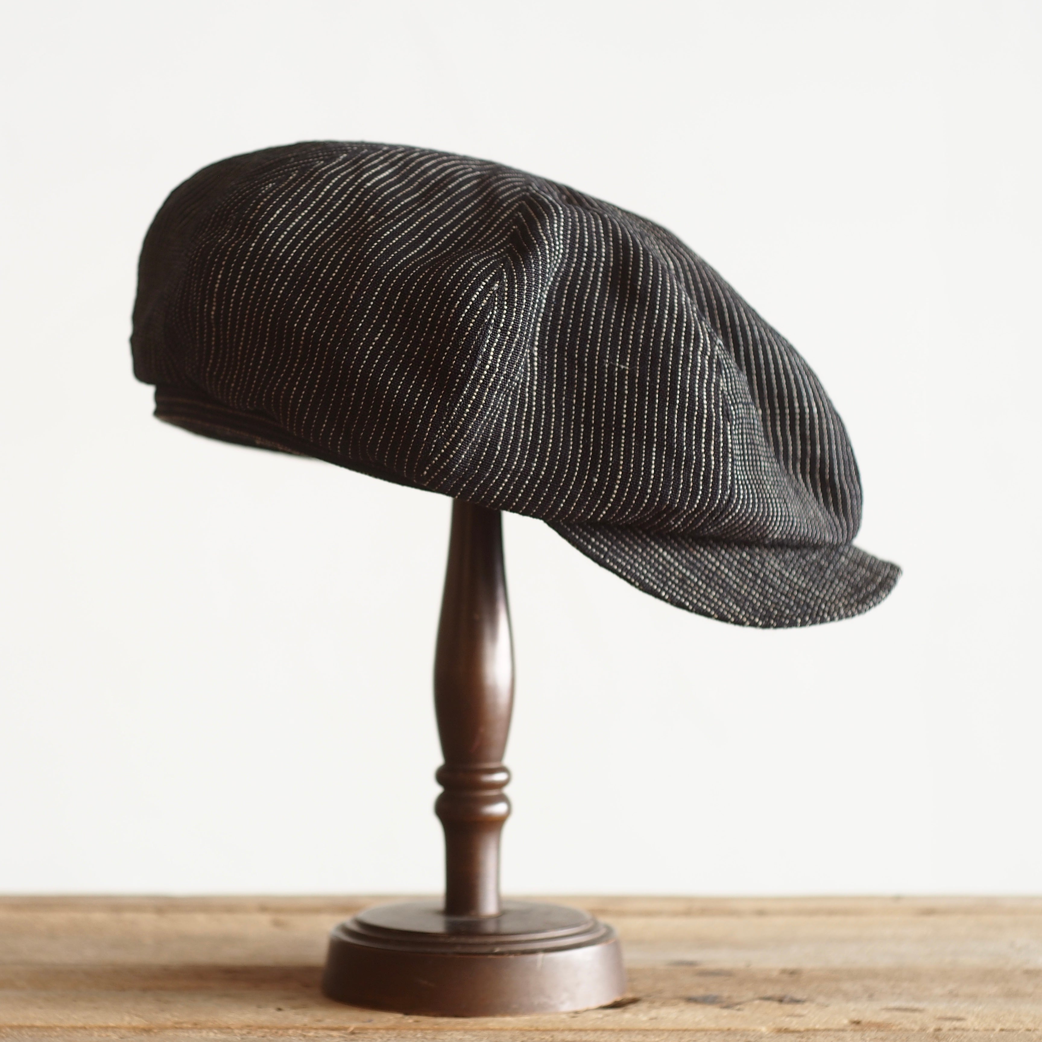 NORA CAP ~type newsboy~61 japan old stripe hemp  fabric