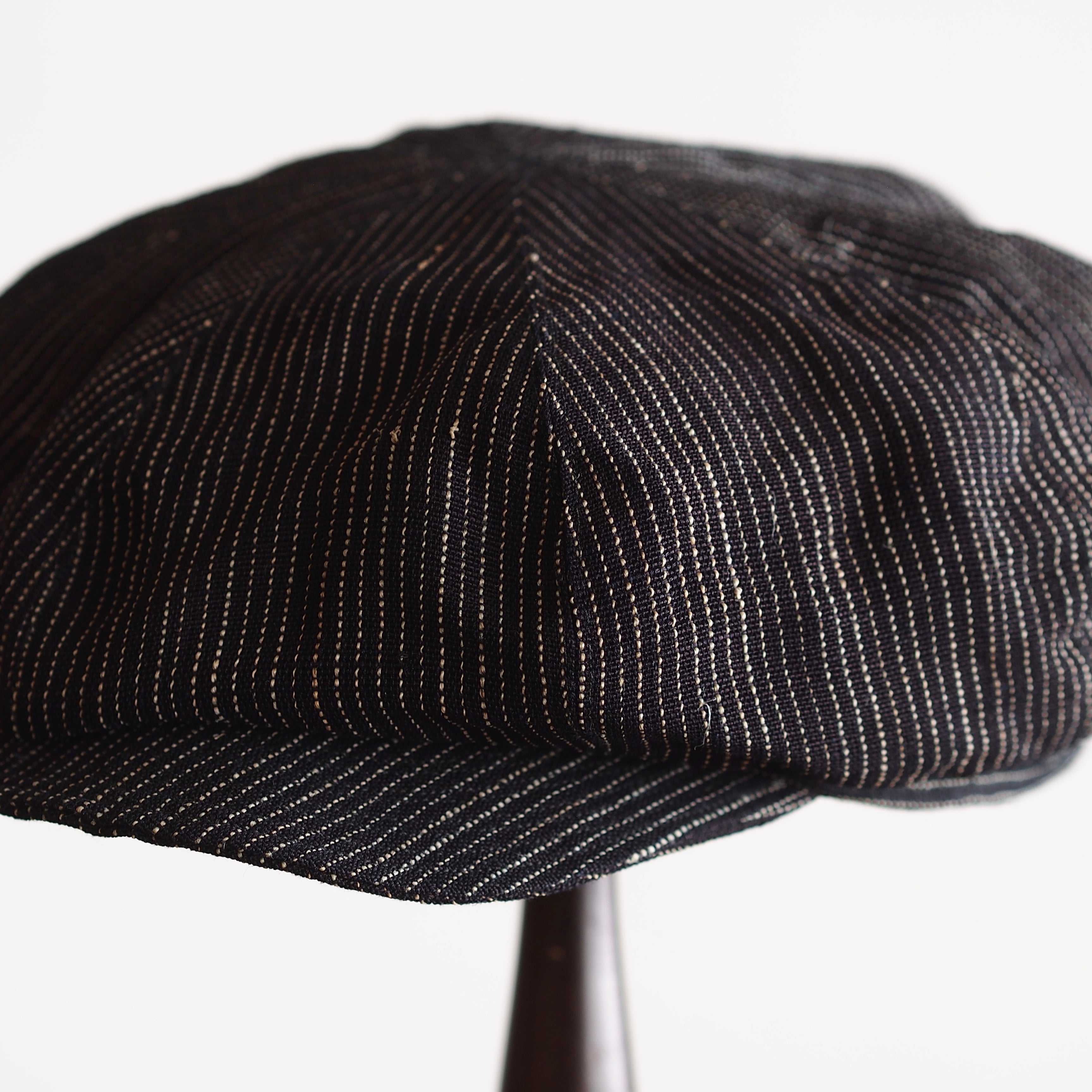 NORA CAP ~type newsboy~60 japan old stripe hemp  fabric