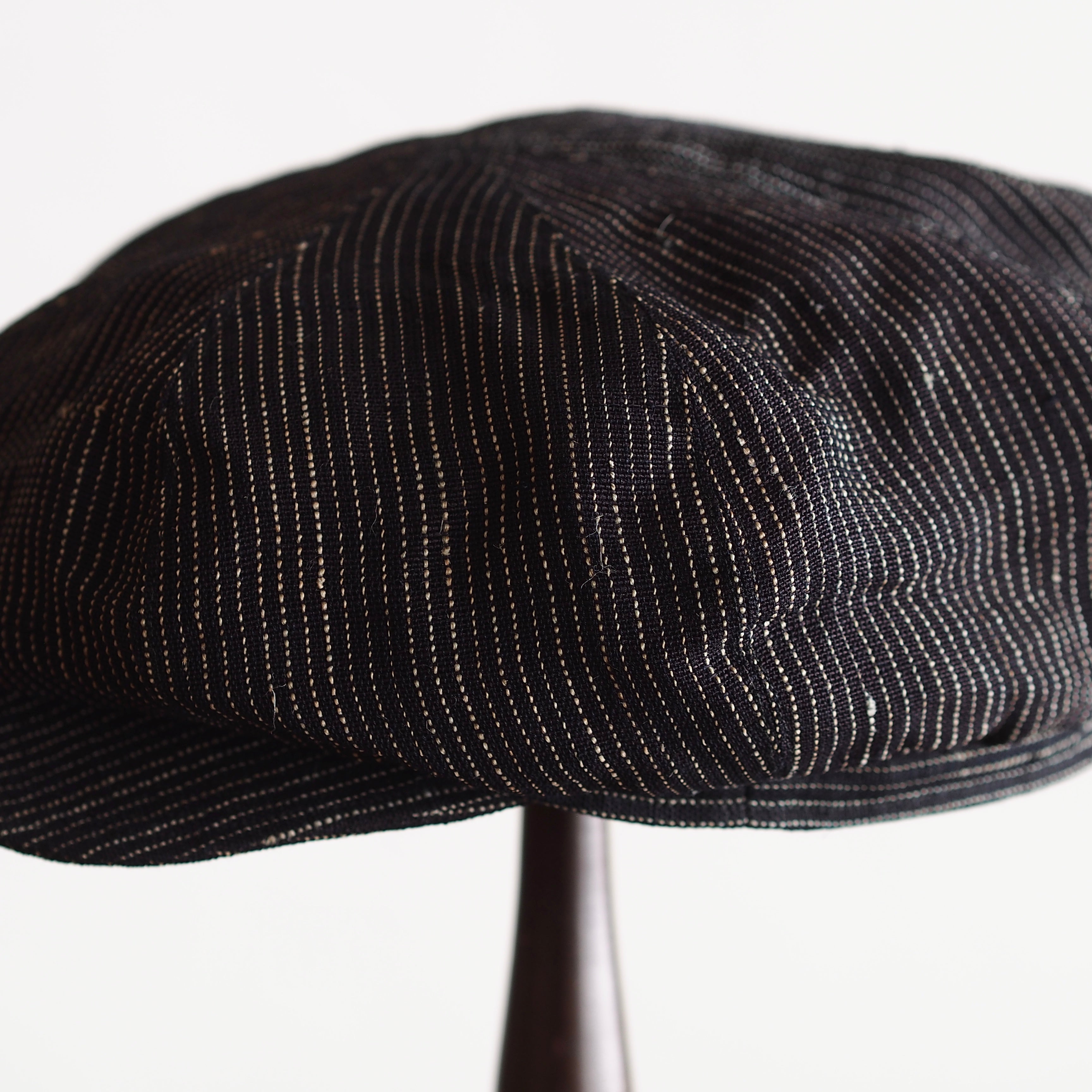 NORA CAP ~type newsboy~60 japan old stripe hemp  fabric