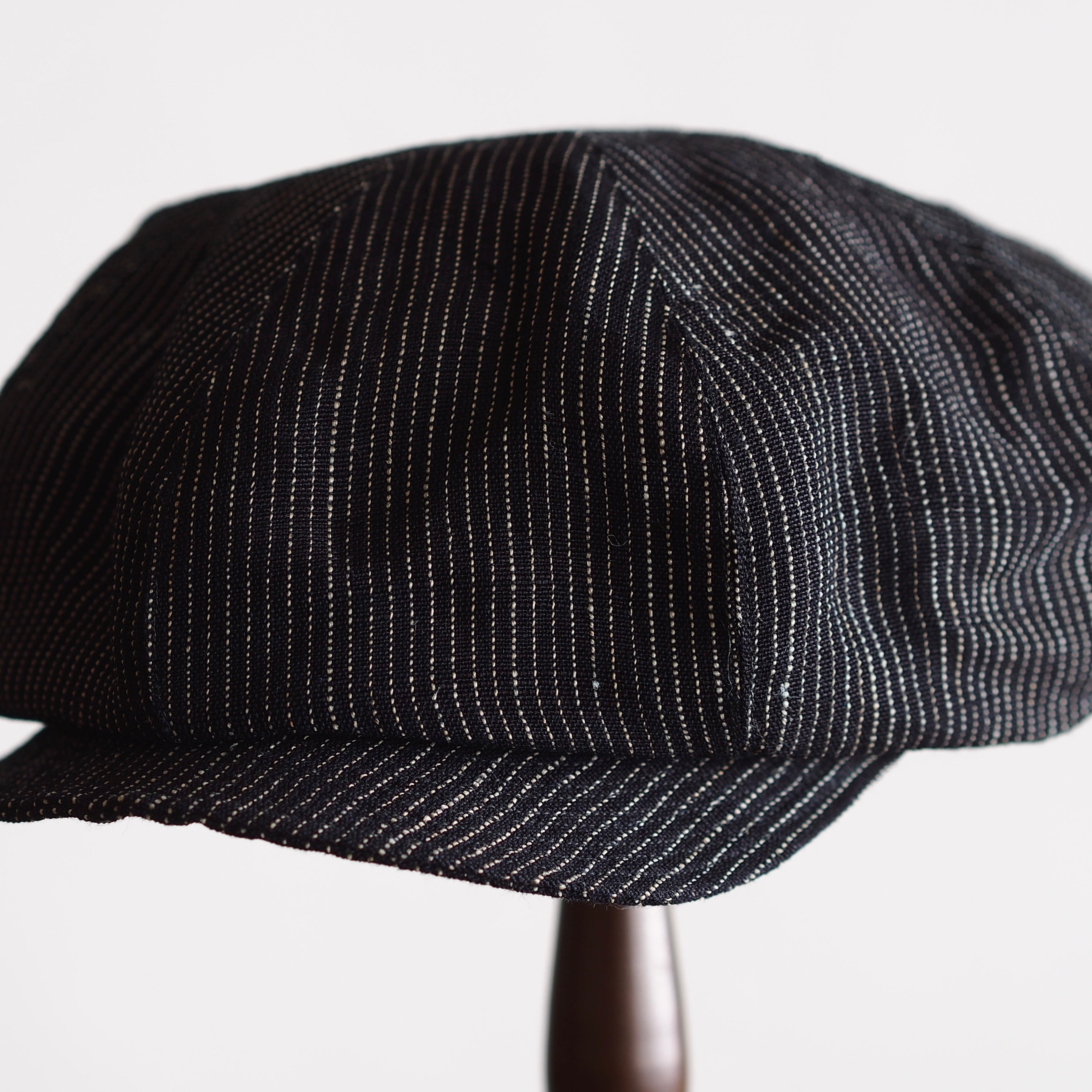 NORA CAP ~type newsboy~61 japan old stripe hemp  fabric