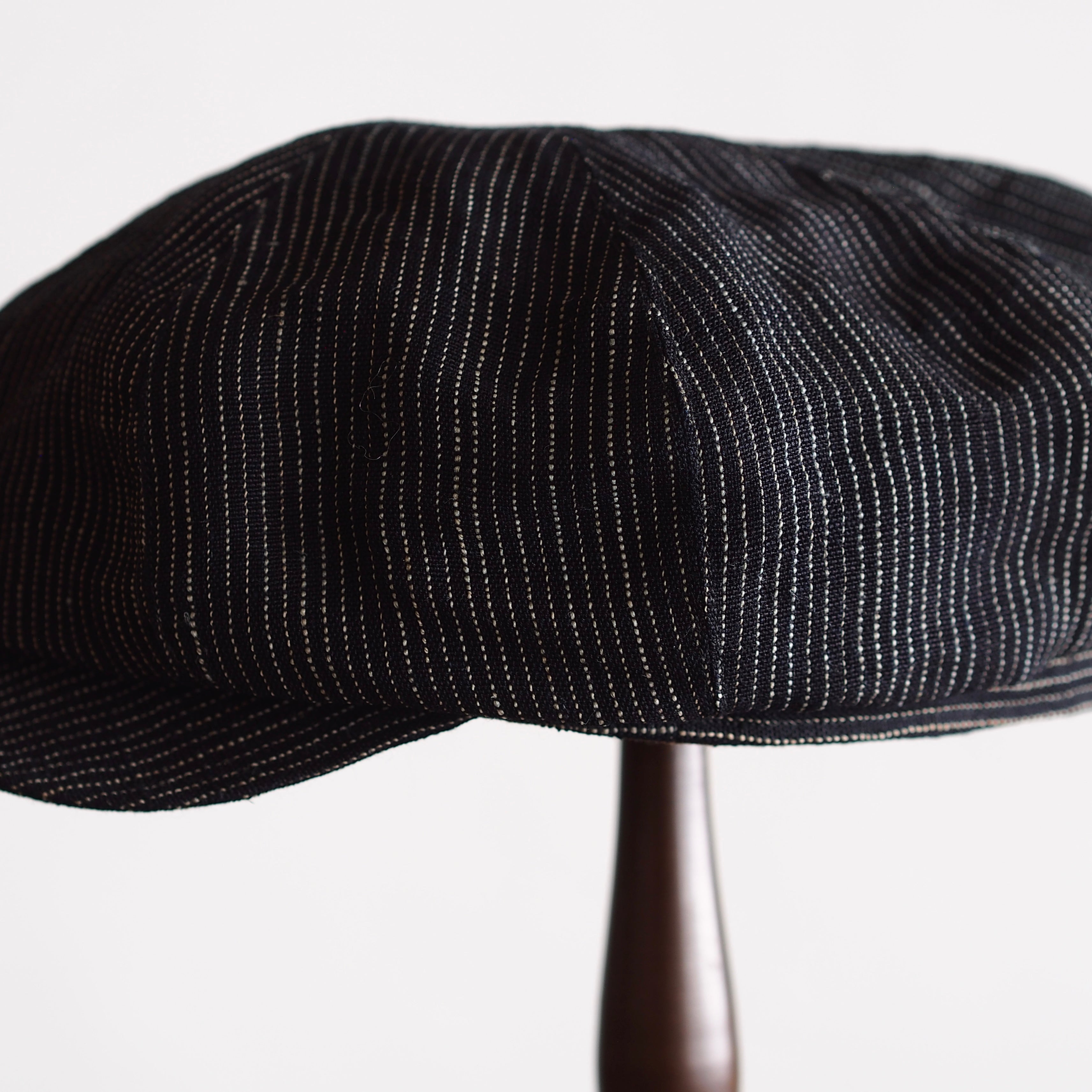 NORA CAP ~type newsboy~61 japan old stripe hemp  fabric
