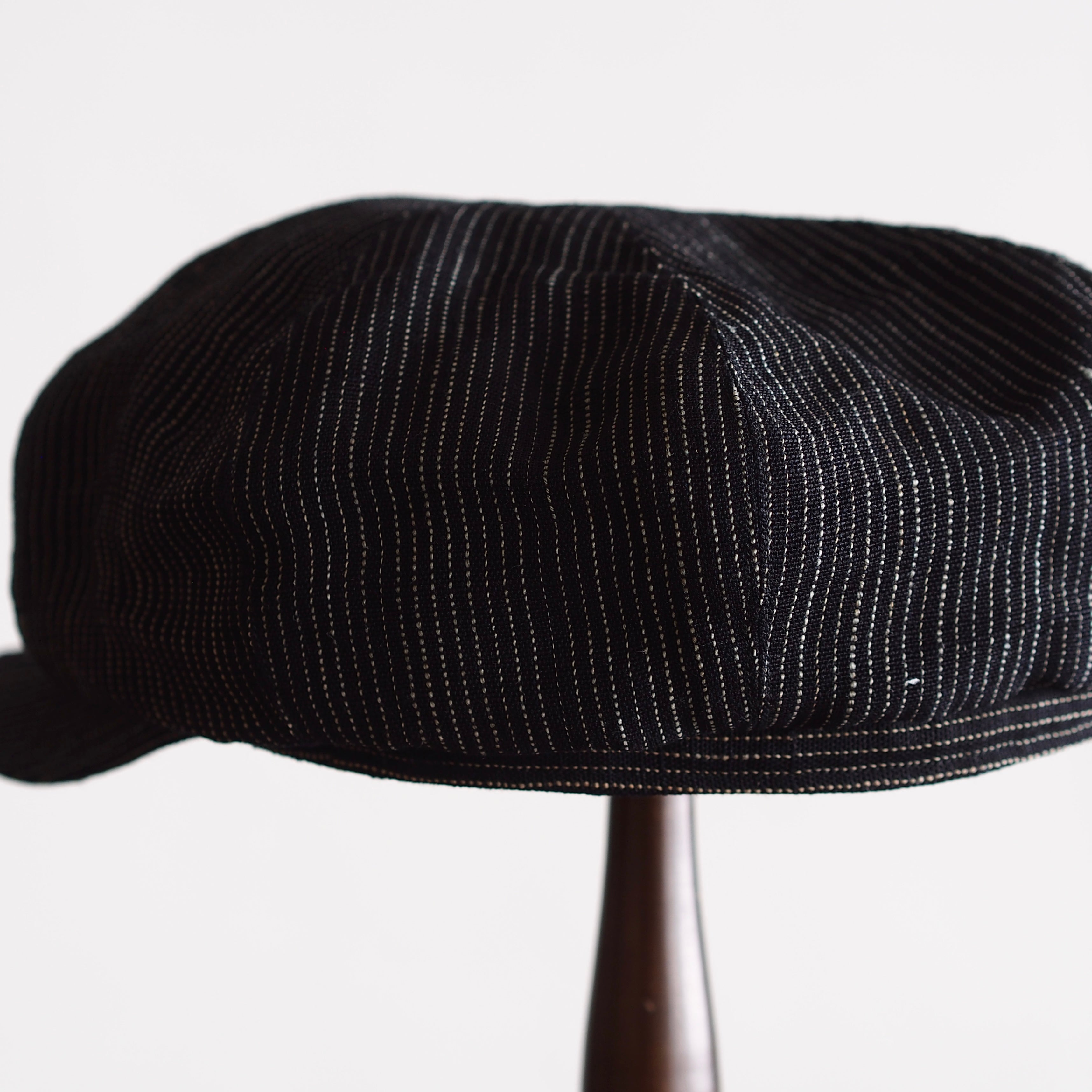 NORA CAP ~type newsboy~61 japan old stripe hemp  fabric