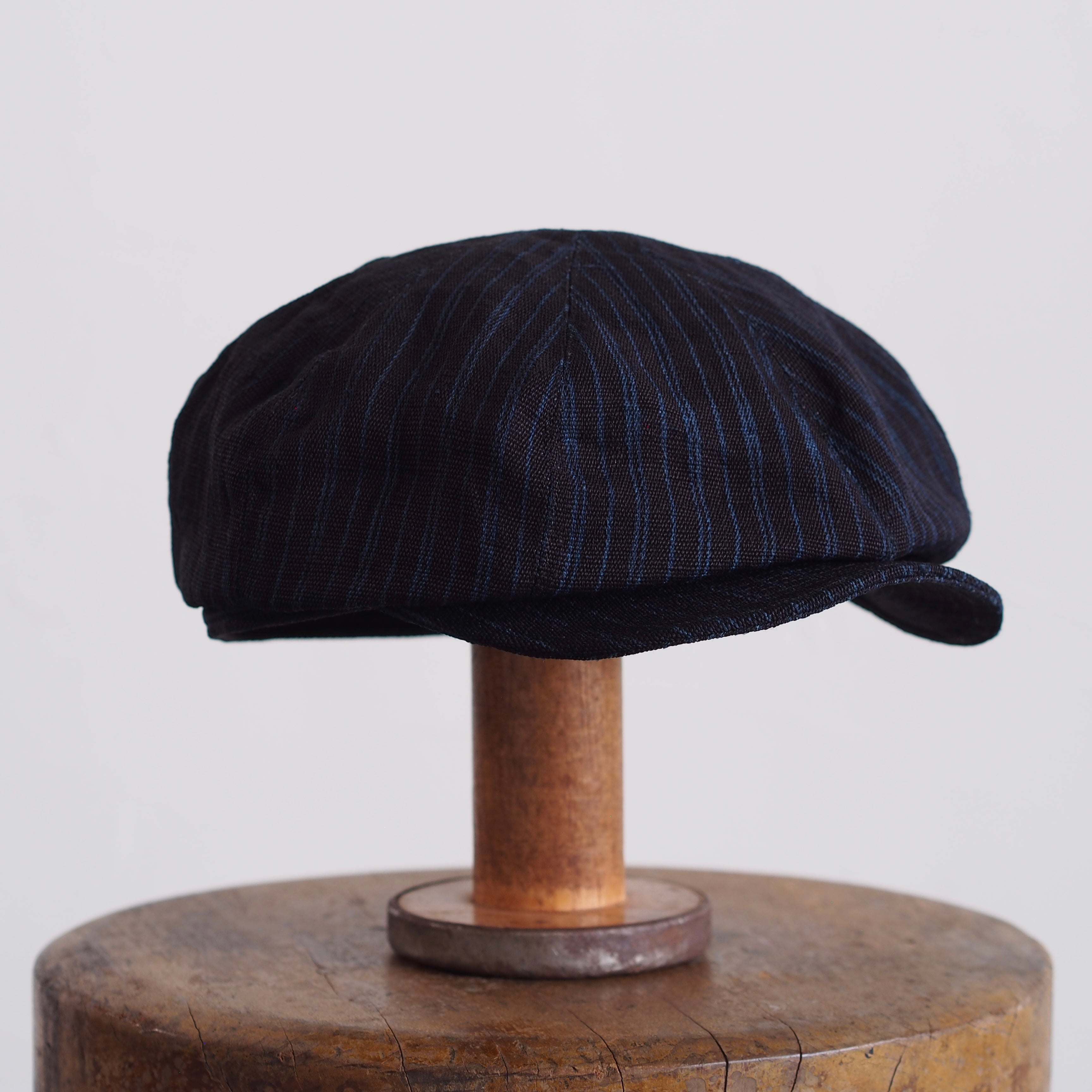JAPAN VINTAGE FABRIC CAP ~type newsboy~60 meiji linen 縞