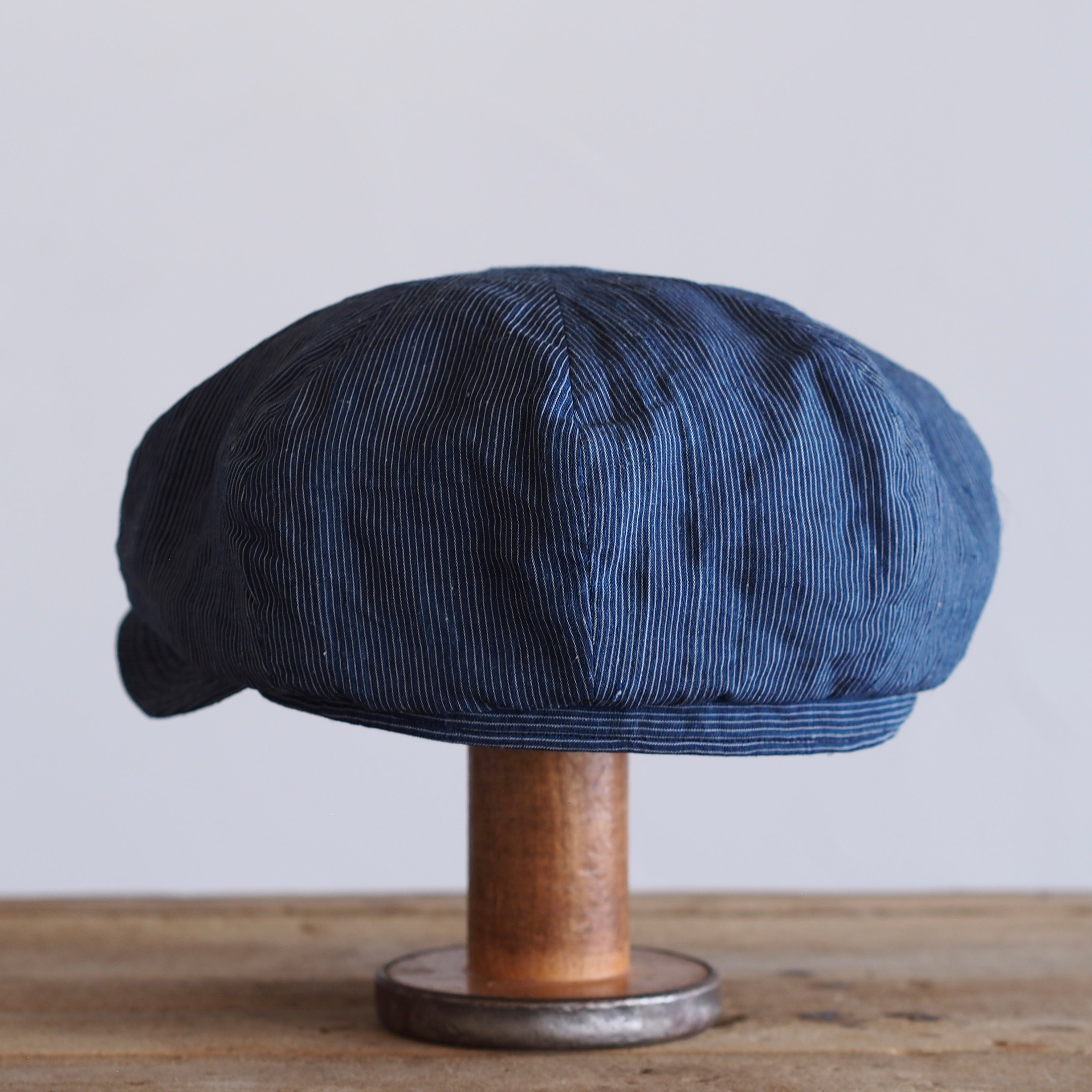 JAPAN VINTAGE FABRIC CAP ~type newsboy~60 meiji linen 縞