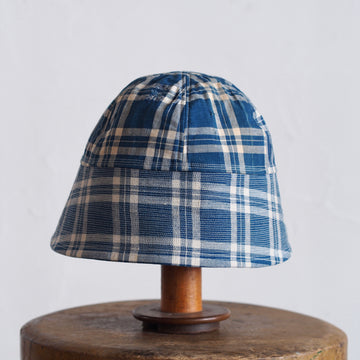 FRENCH VINTAGE CHECK FABRIC HAT ~type sailor~60①