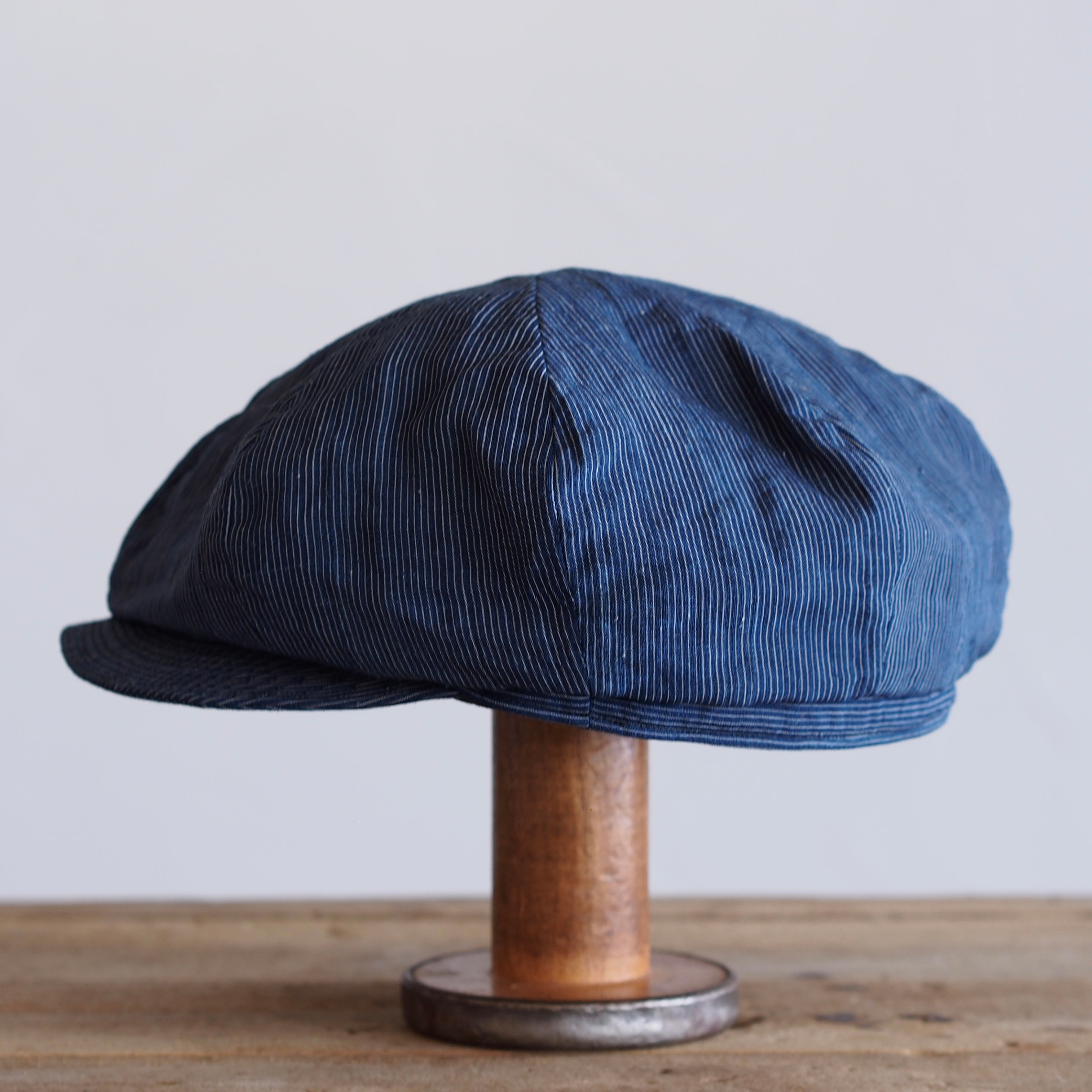 JAPAN VINTAGE FABRIC CAP ~type newsboy~61 meiji linen 縞