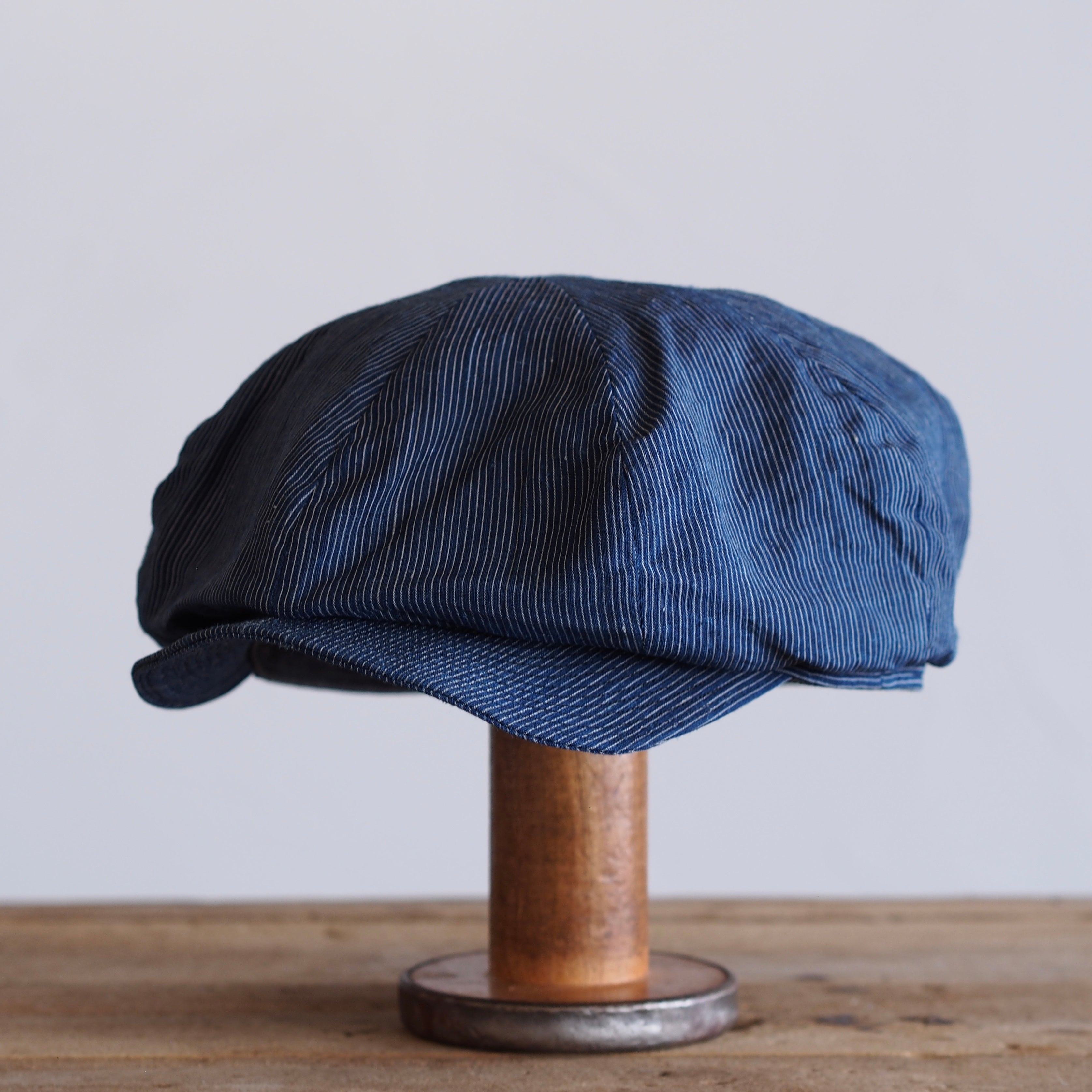 JAPAN VINTAGE FABRIC CAP ~type newsboy~60 meiji linen 縞