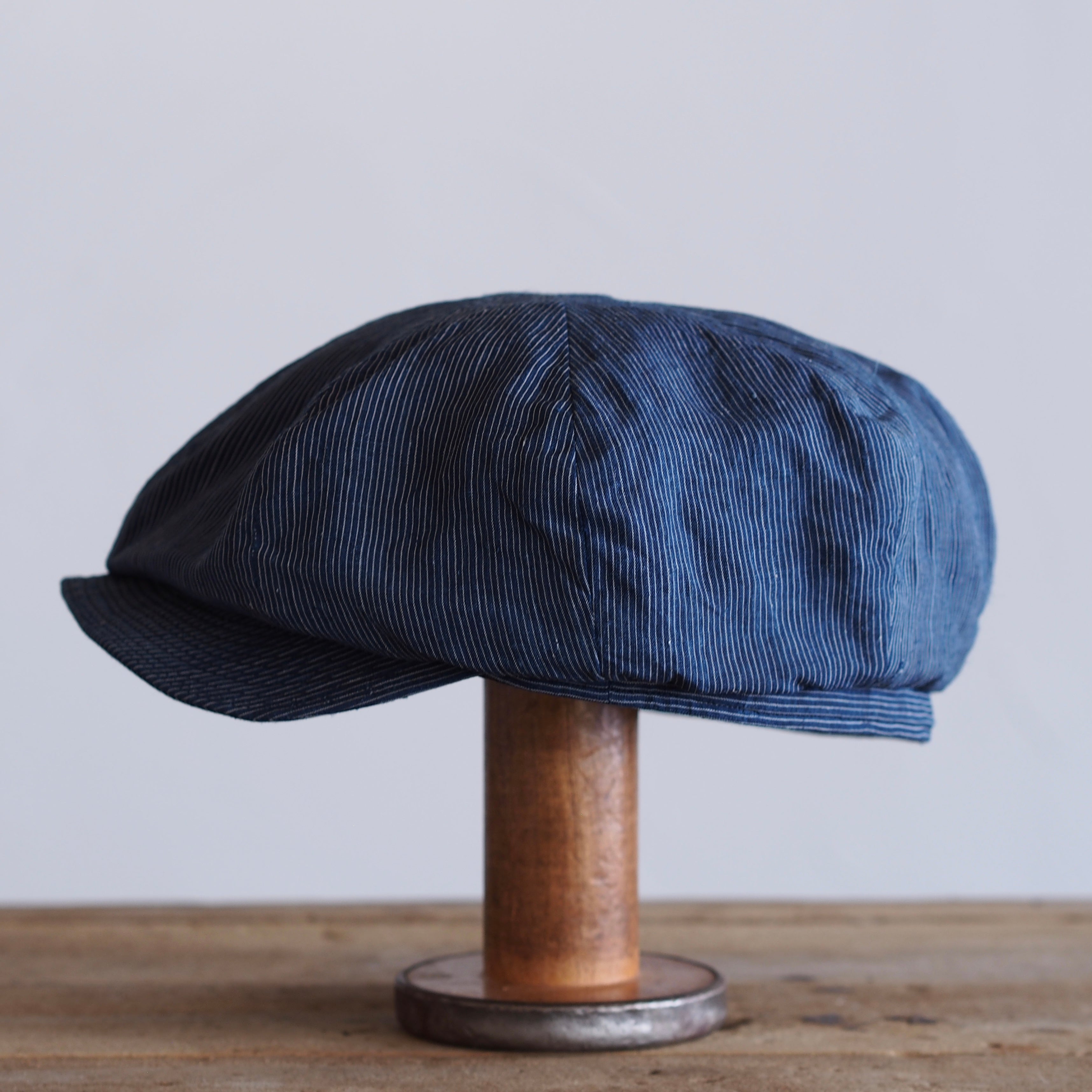 JAPAN VINTAGE FABRIC CAP ~type newsboy~60 meiji linen 縞