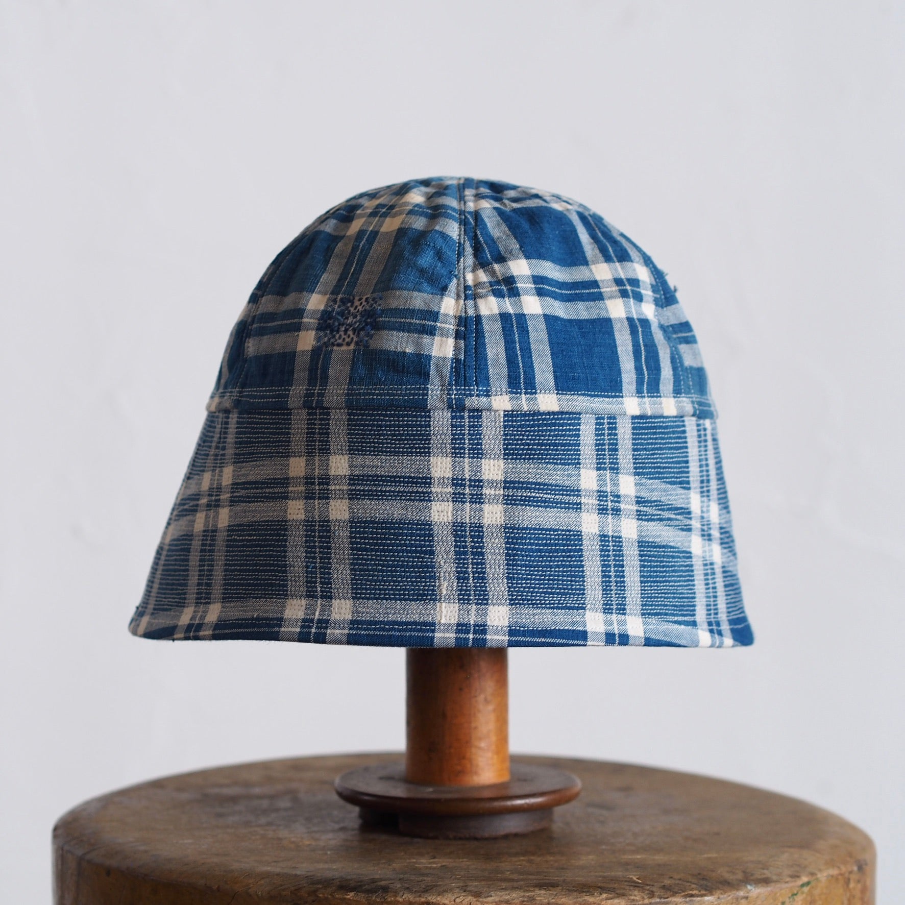 FRENCH VINTAGE CHECK FABRIC HAT ~type sailor~60②
