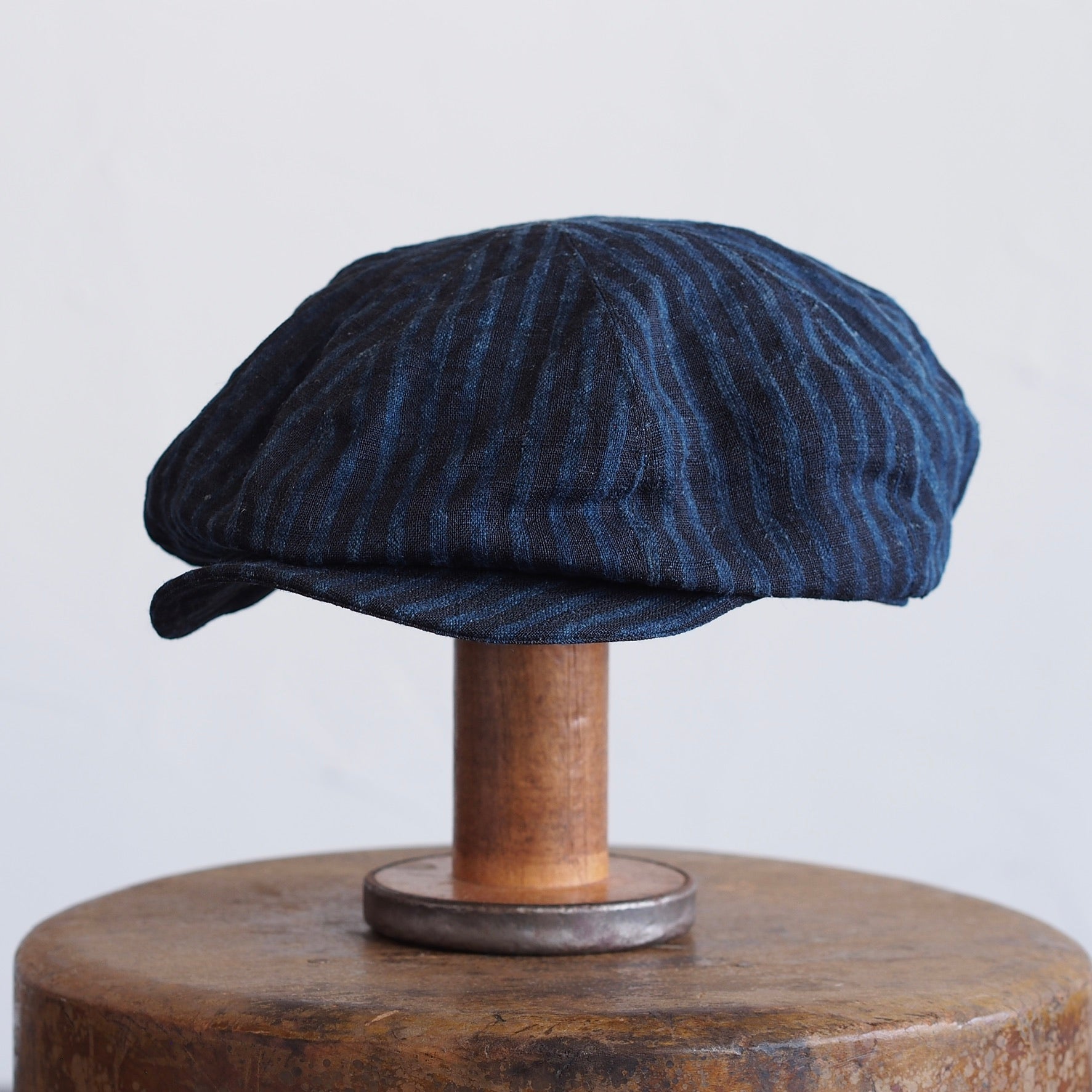 JAPAN VINTAGE FABRIC CAP ~type newsboy~61 meiji linen 縞