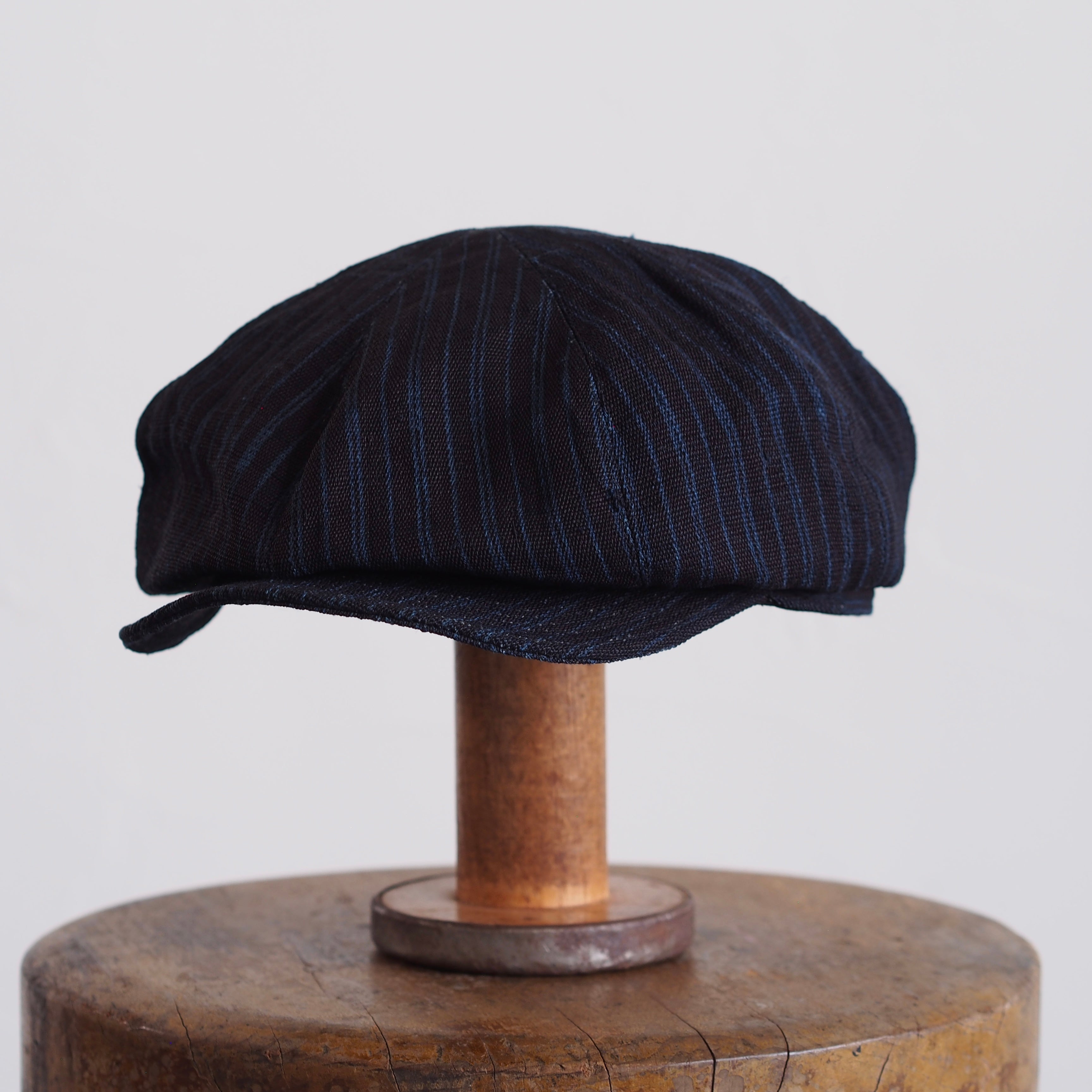 JAPAN VINTAGE FABRIC CAP ~type newsboy~60 meiji linen 縞