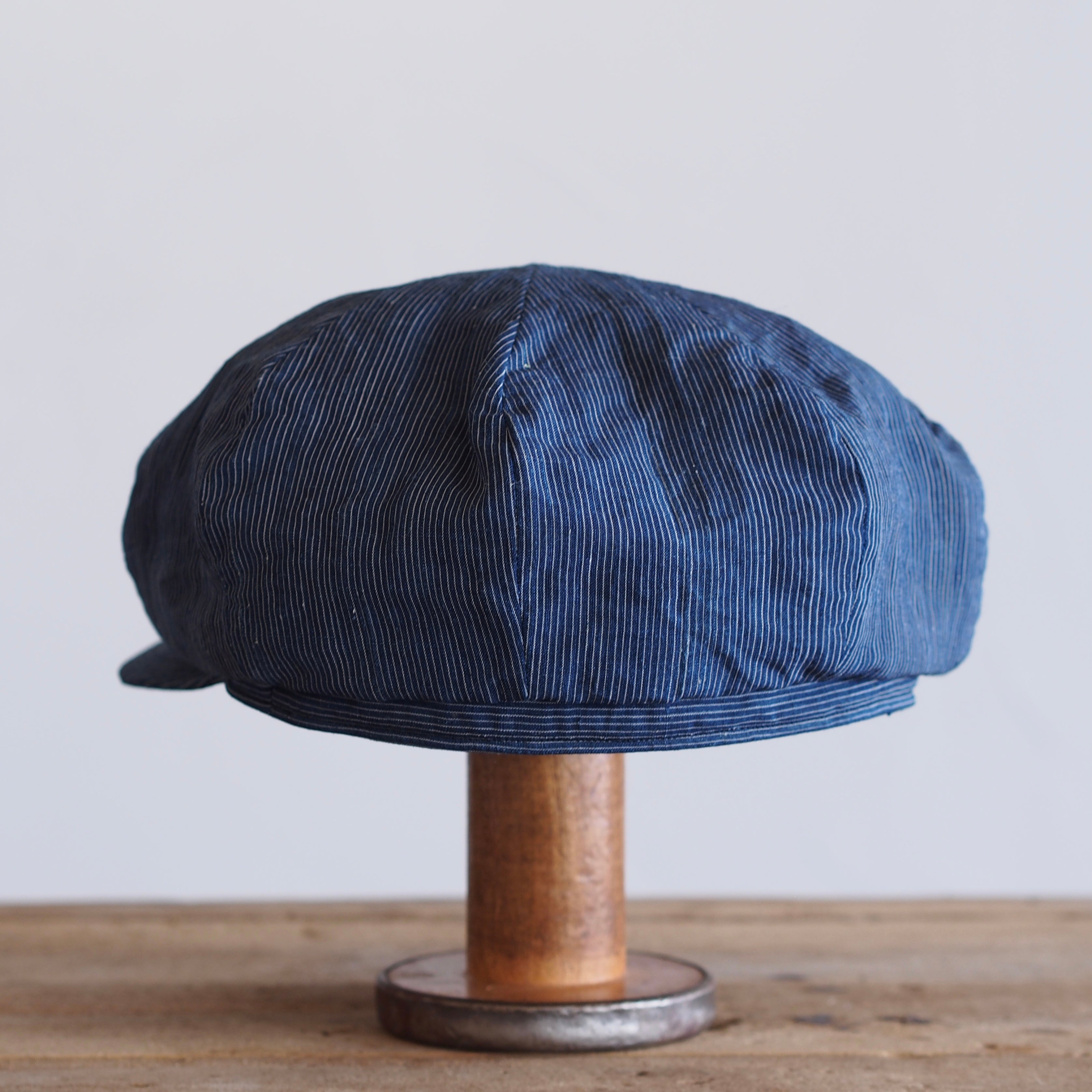 JAPAN VINTAGE FABRIC CAP ~type newsboy~61 meiji linen 縞