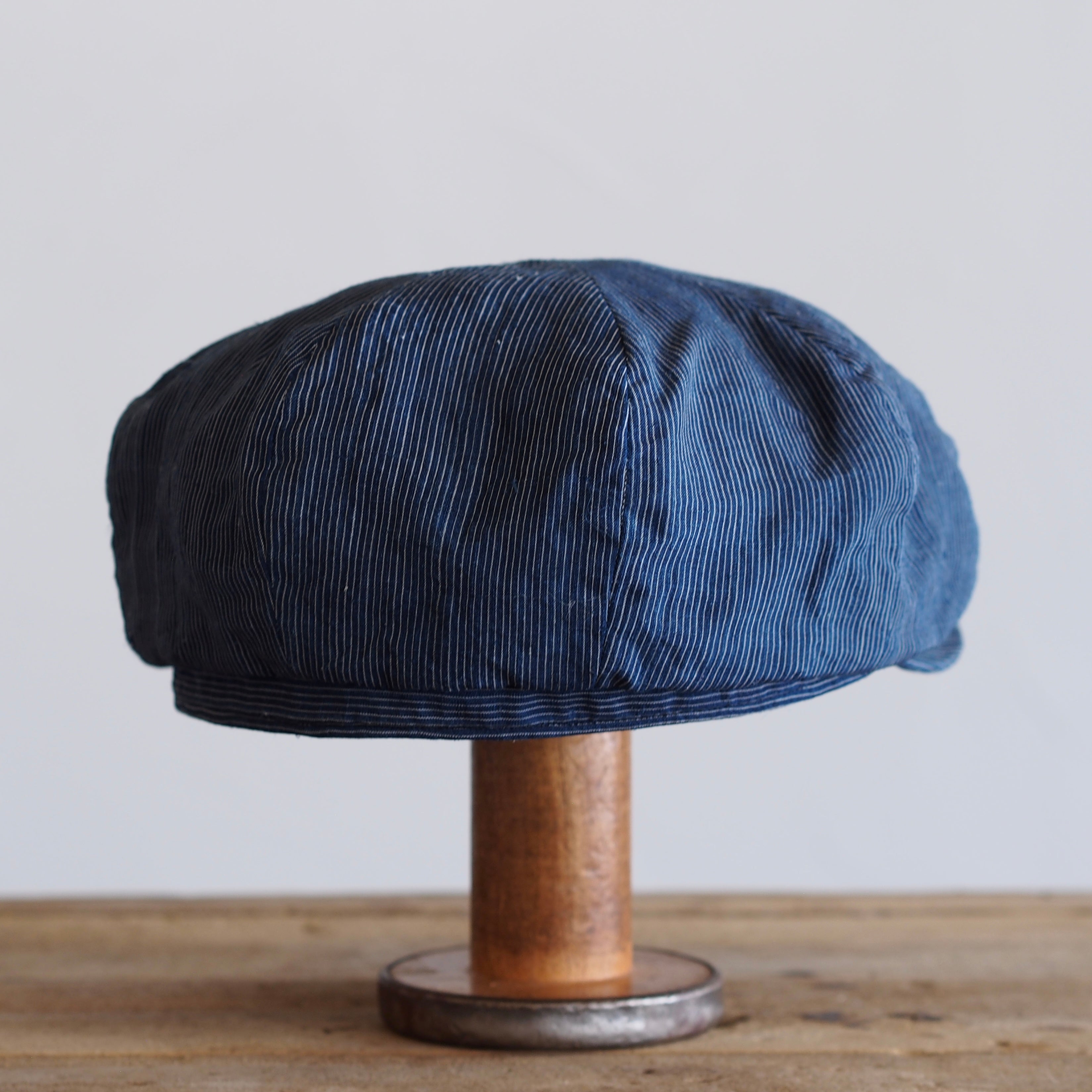 JAPAN VINTAGE FABRIC CAP ~type newsboy~60 meiji linen 縞