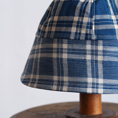 FRENCH VINTAGE CHECK FABRIC HAT ~type sailor~60①