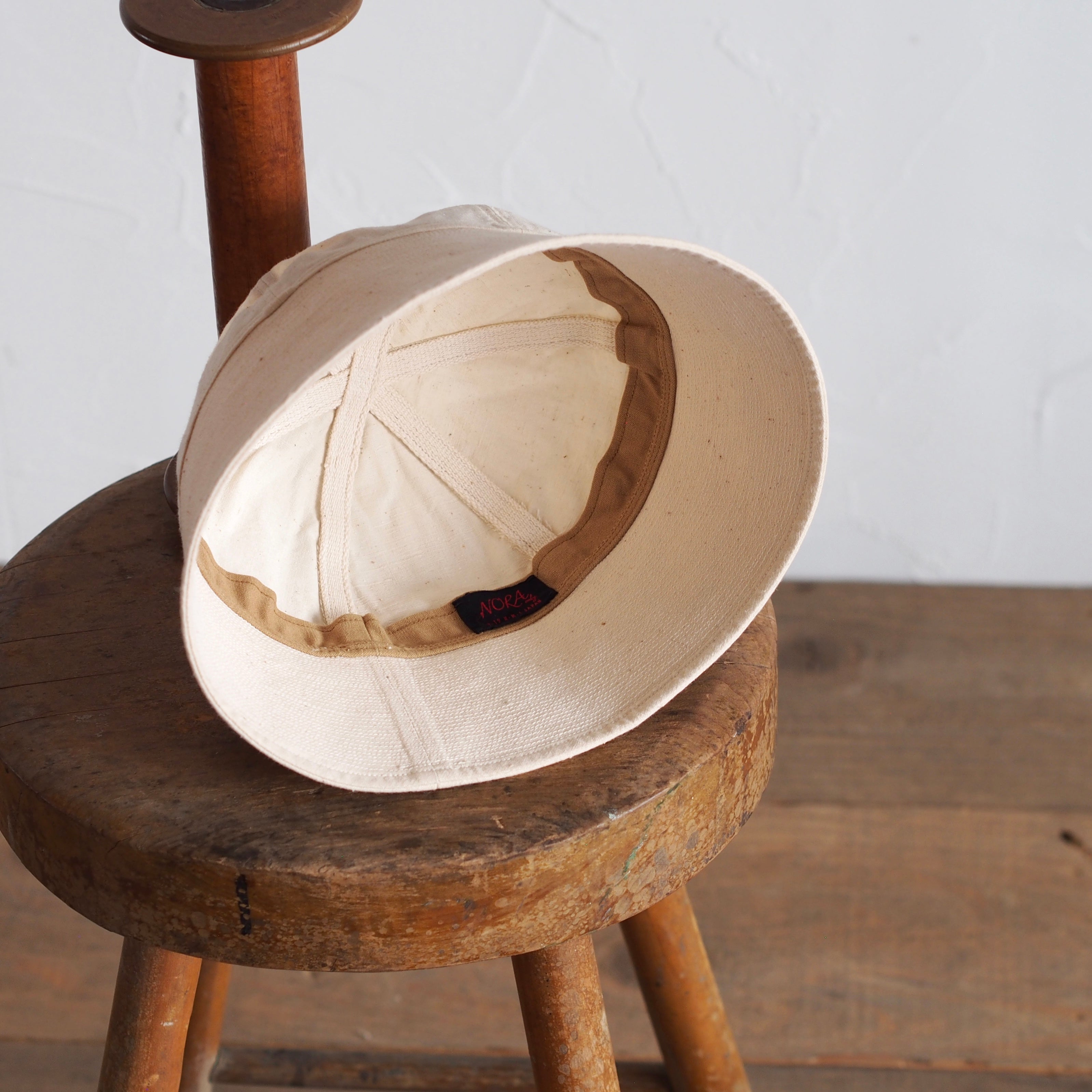 FRENCH VINTAGE LINEN FABRIC HAT ~type sailor~60①
