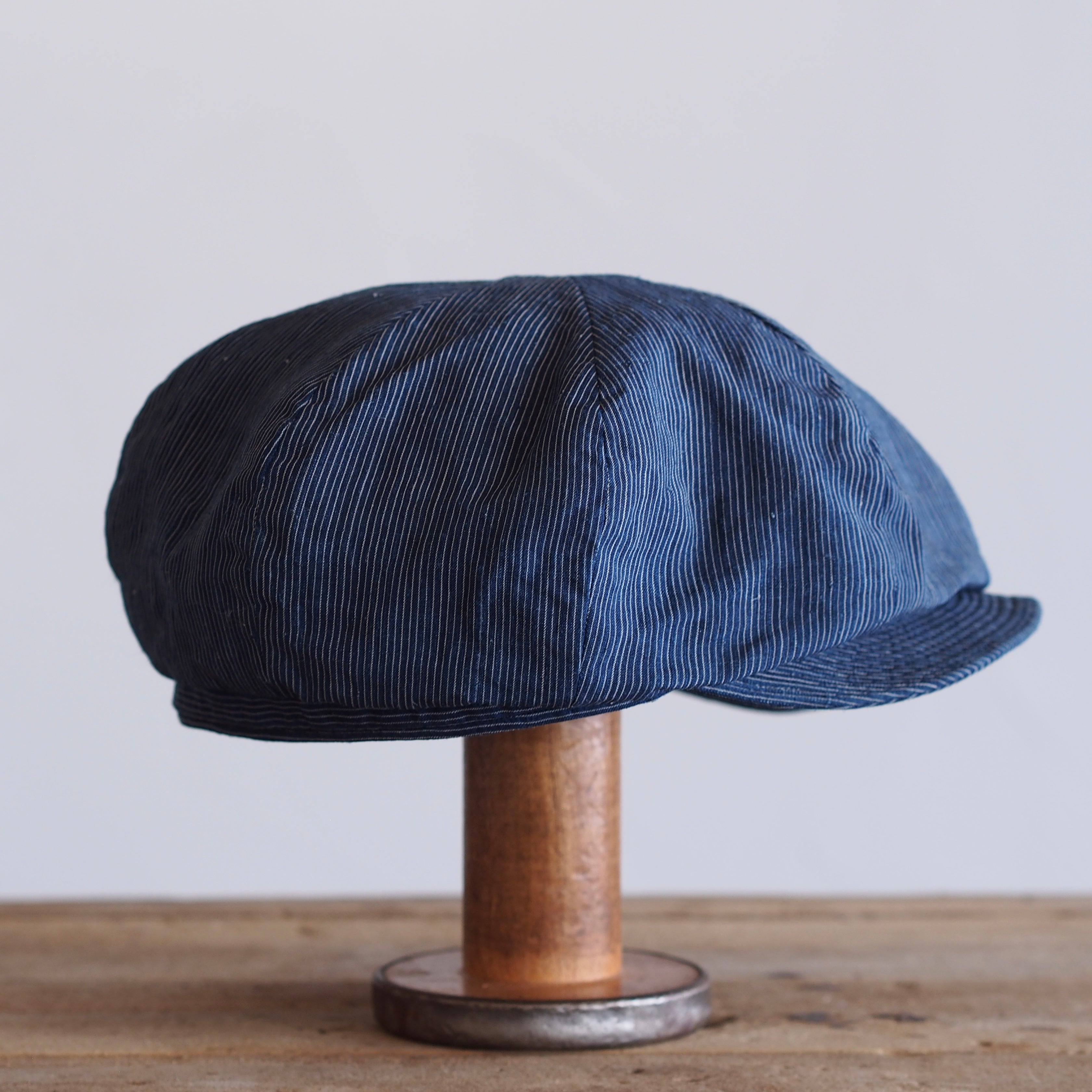 JAPAN VINTAGE FABRIC CAP ~type newsboy~60 meiji linen 縞