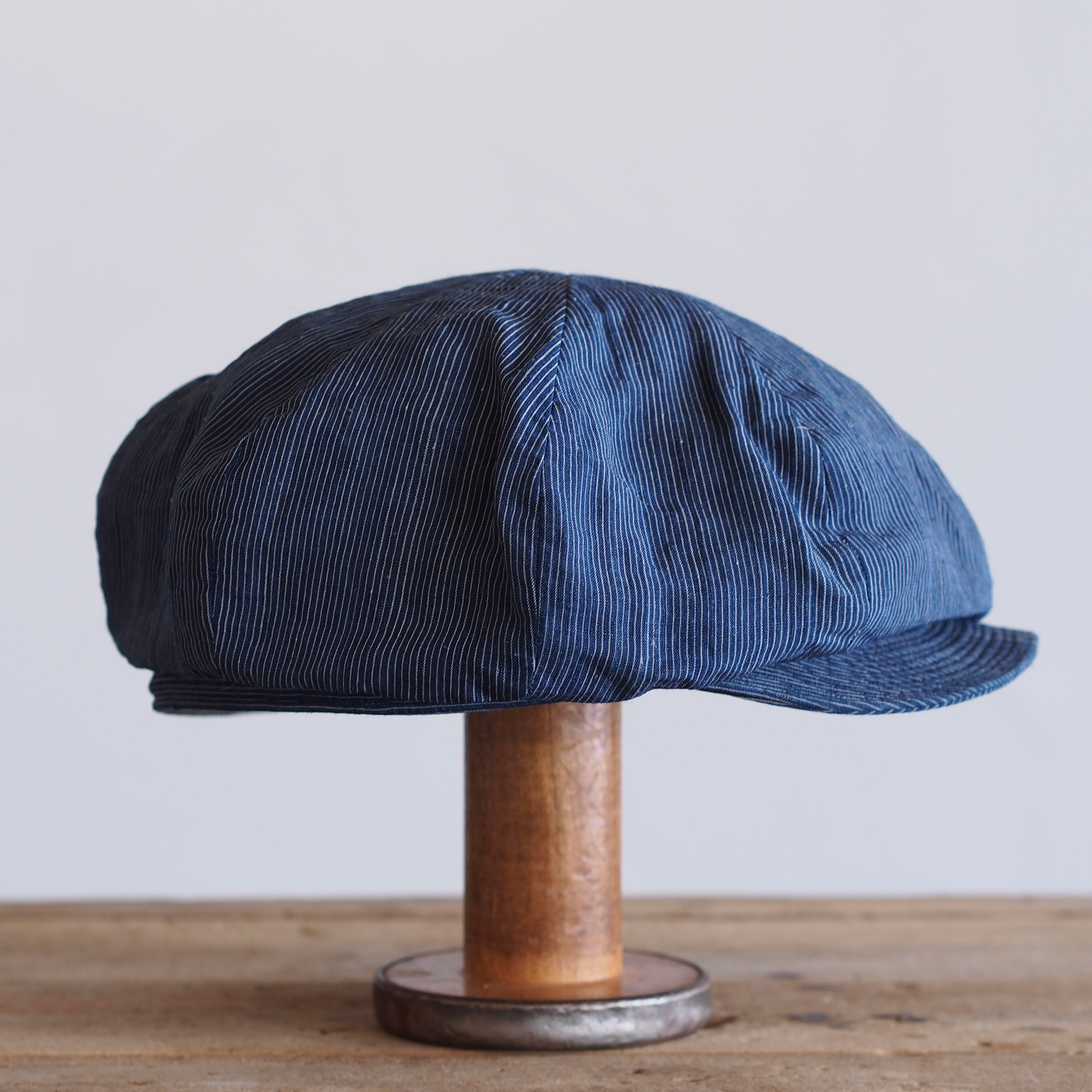 JAPAN VINTAGE FABRIC CAP ~type newsboy~61 meiji linen 縞