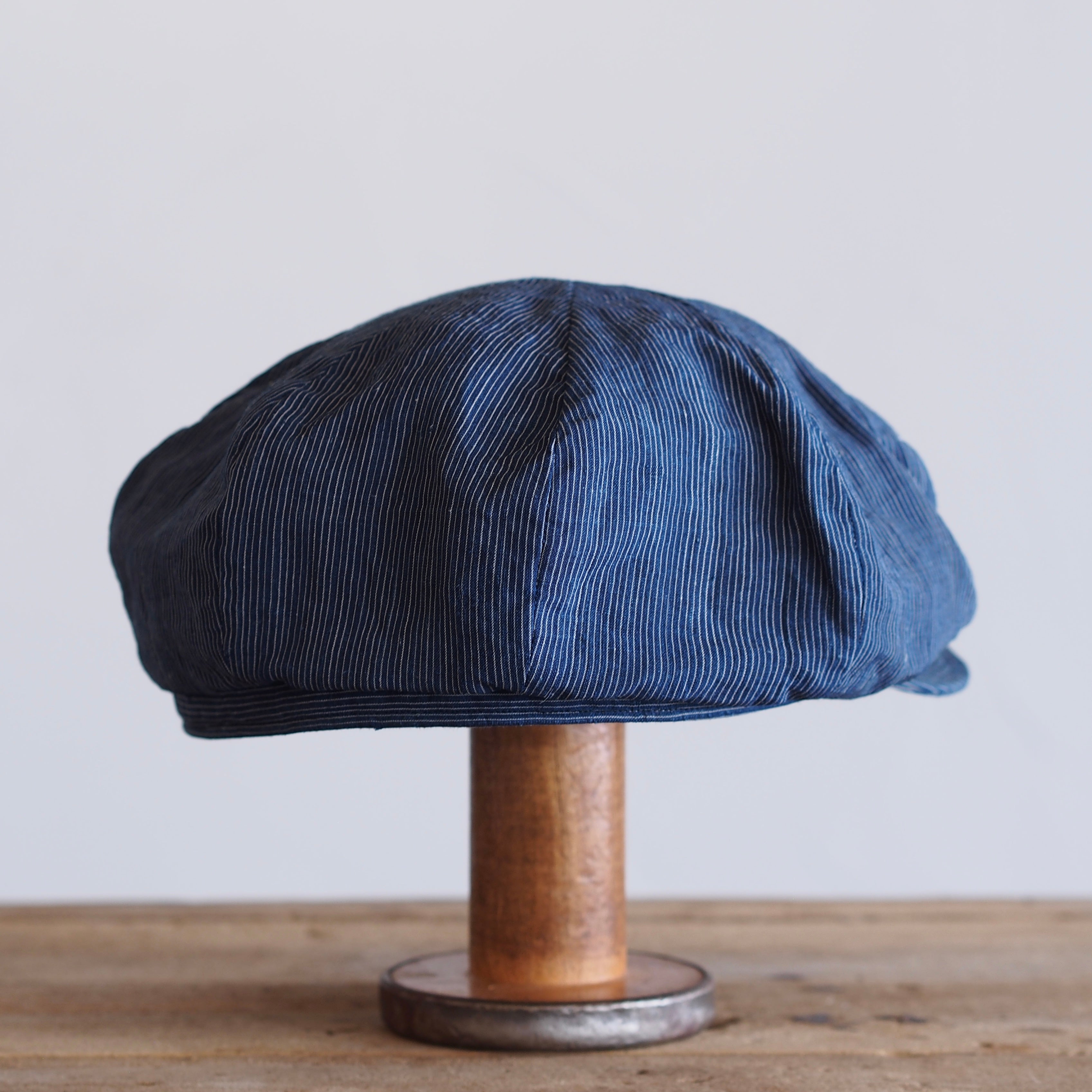JAPAN VINTAGE FABRIC CAP ~type newsboy~61 meiji linen 縞