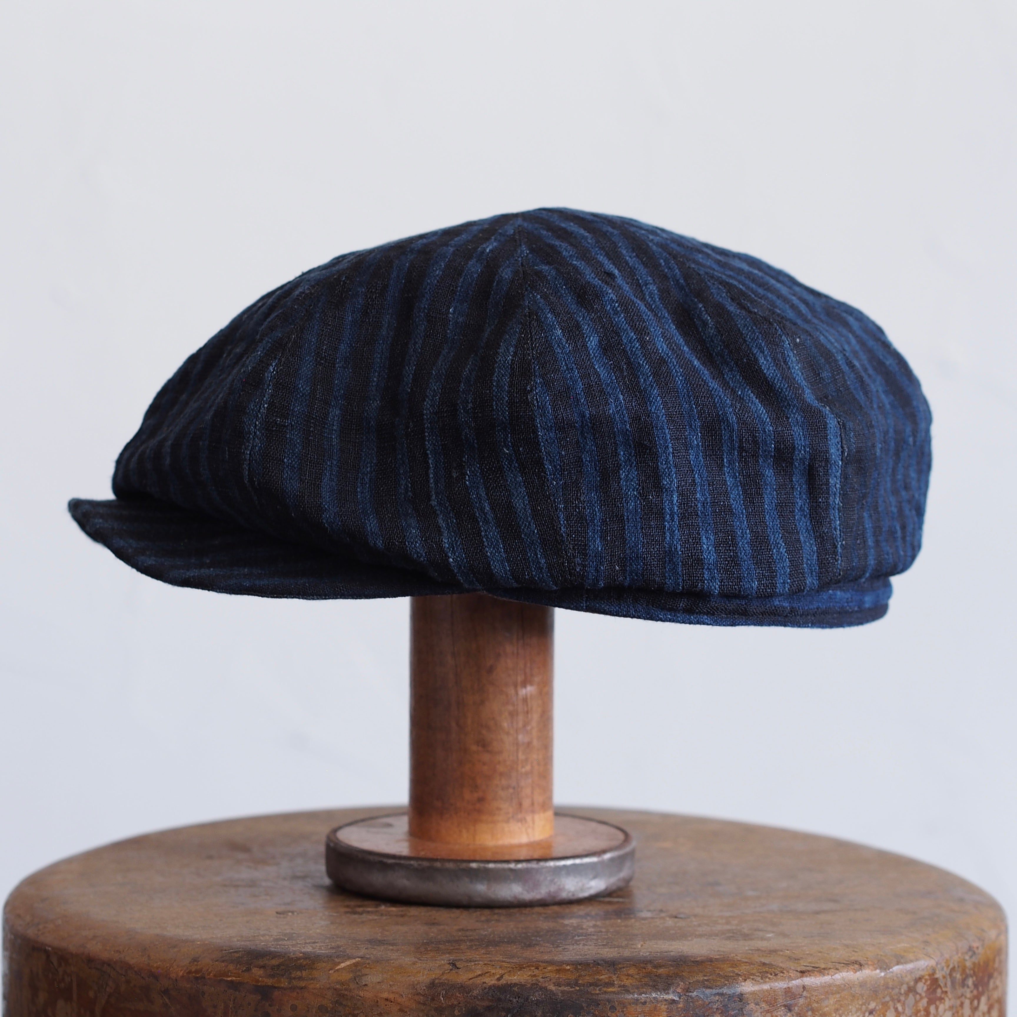 JAPAN VINTAGE FABRIC CAP ~type newsboy~60 meiji linen 縞