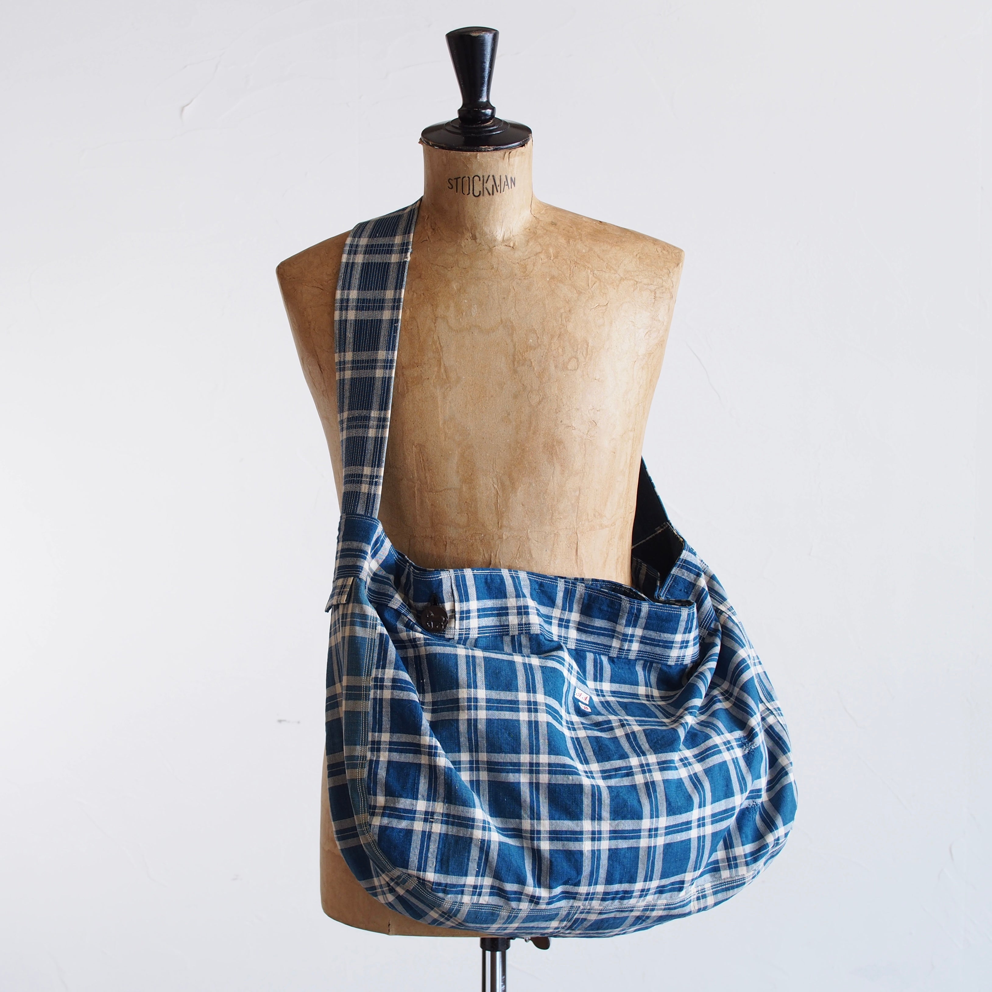 NORA BAG~type newspaper~french old check fabric