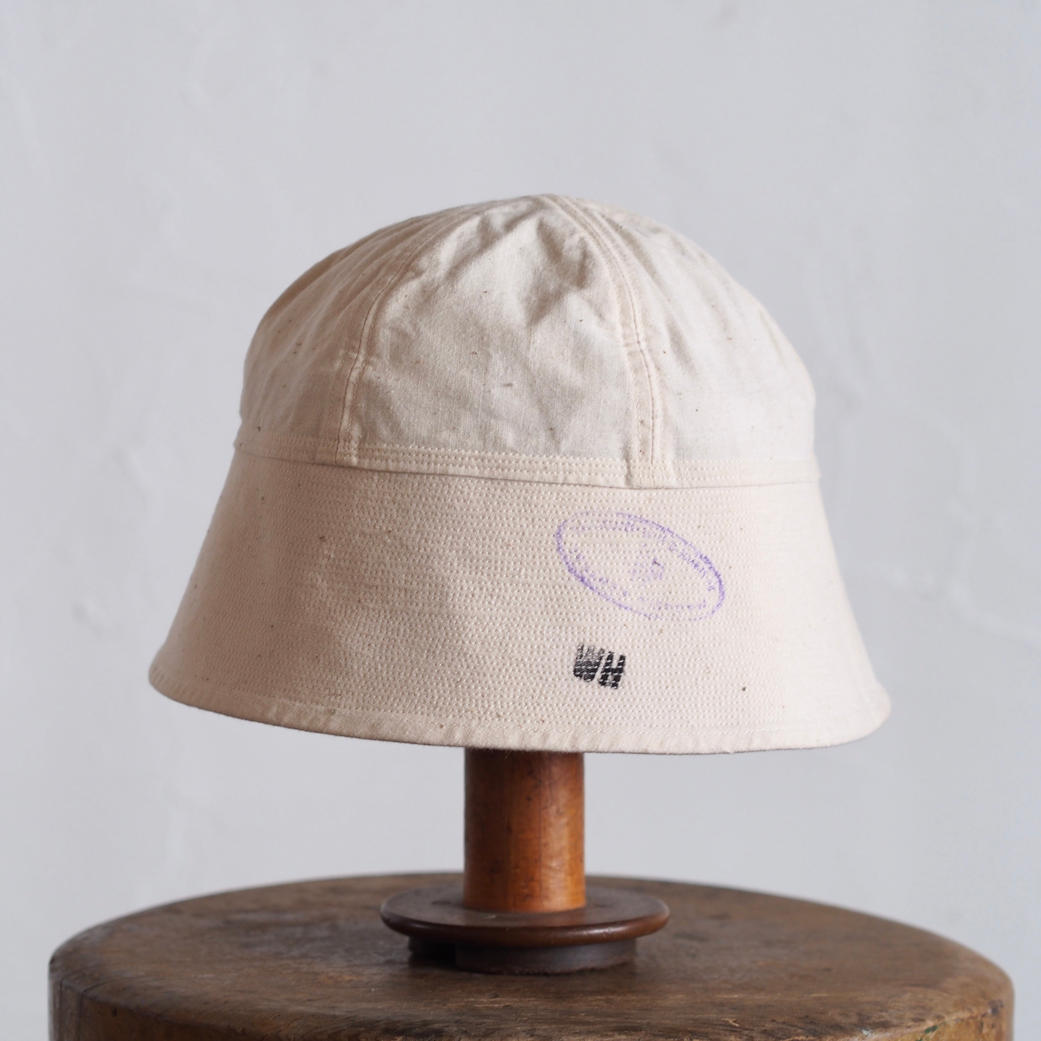 FRENCH VINTAGE LINEN FABRIC HAT ~type sailor~60①