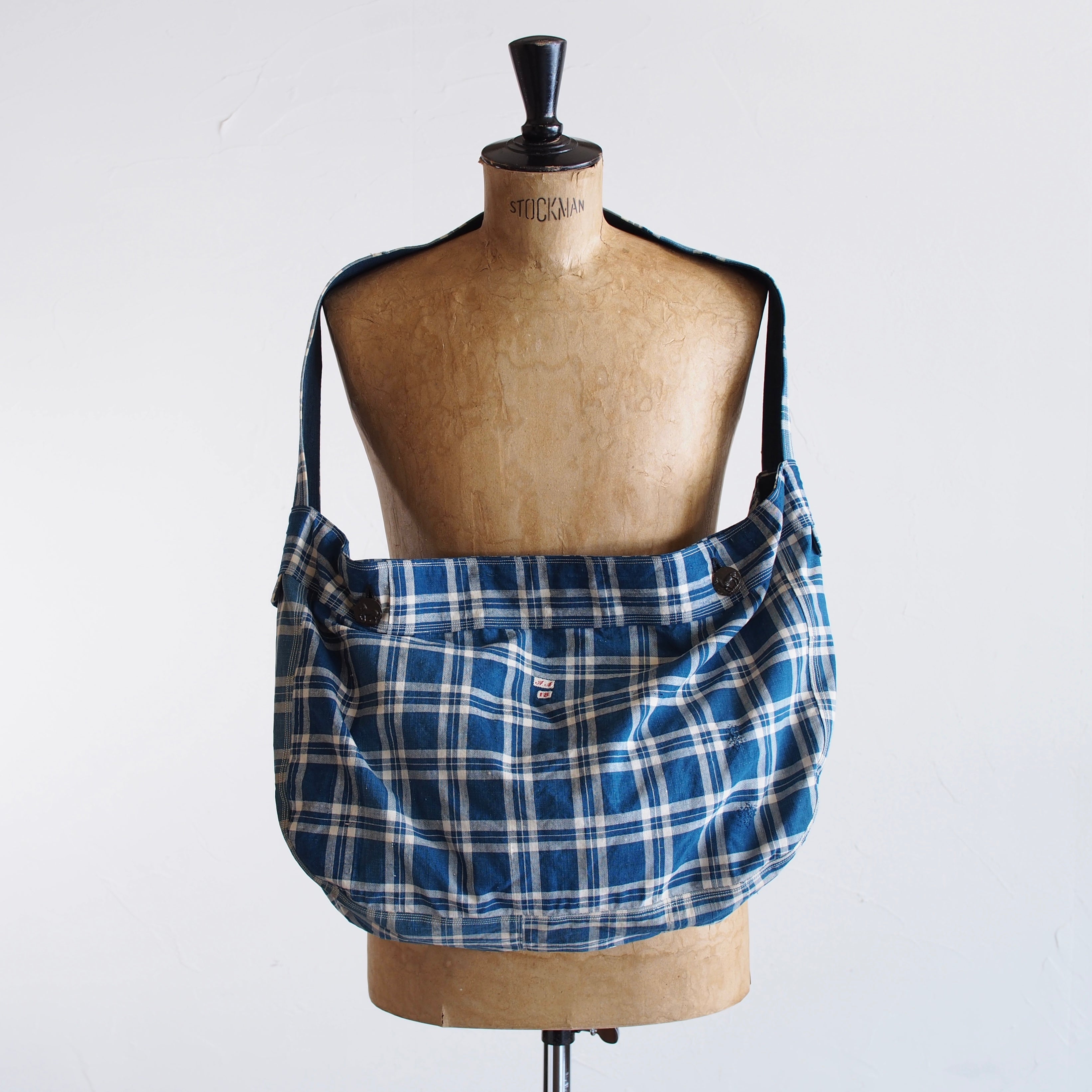 NORA BAG~type newspaper~french old check fabric