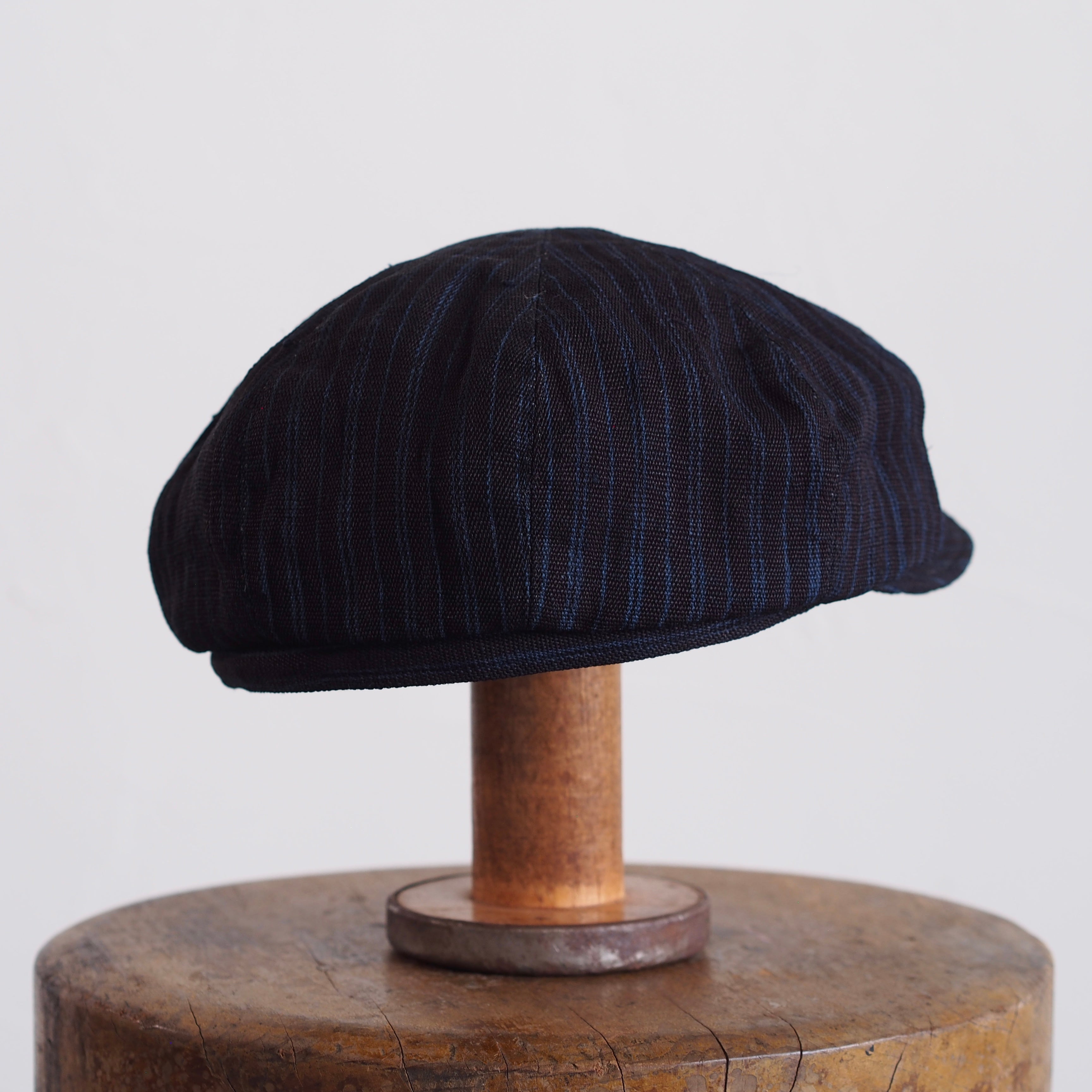 JAPAN VINTAGE FABRIC CAP ~type newsboy~60 meiji linen 縞