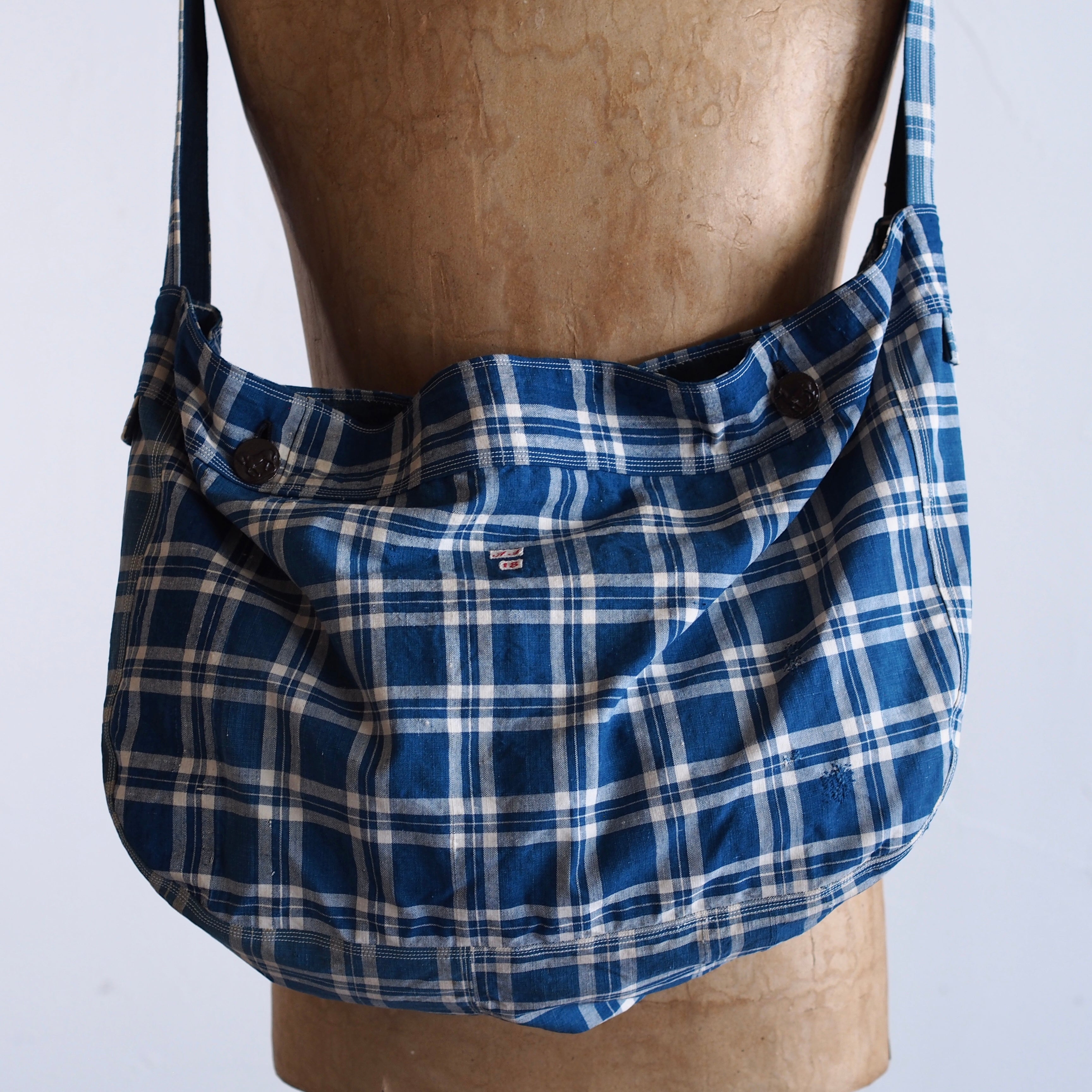 NORA BAG~type newspaper~french old check fabric