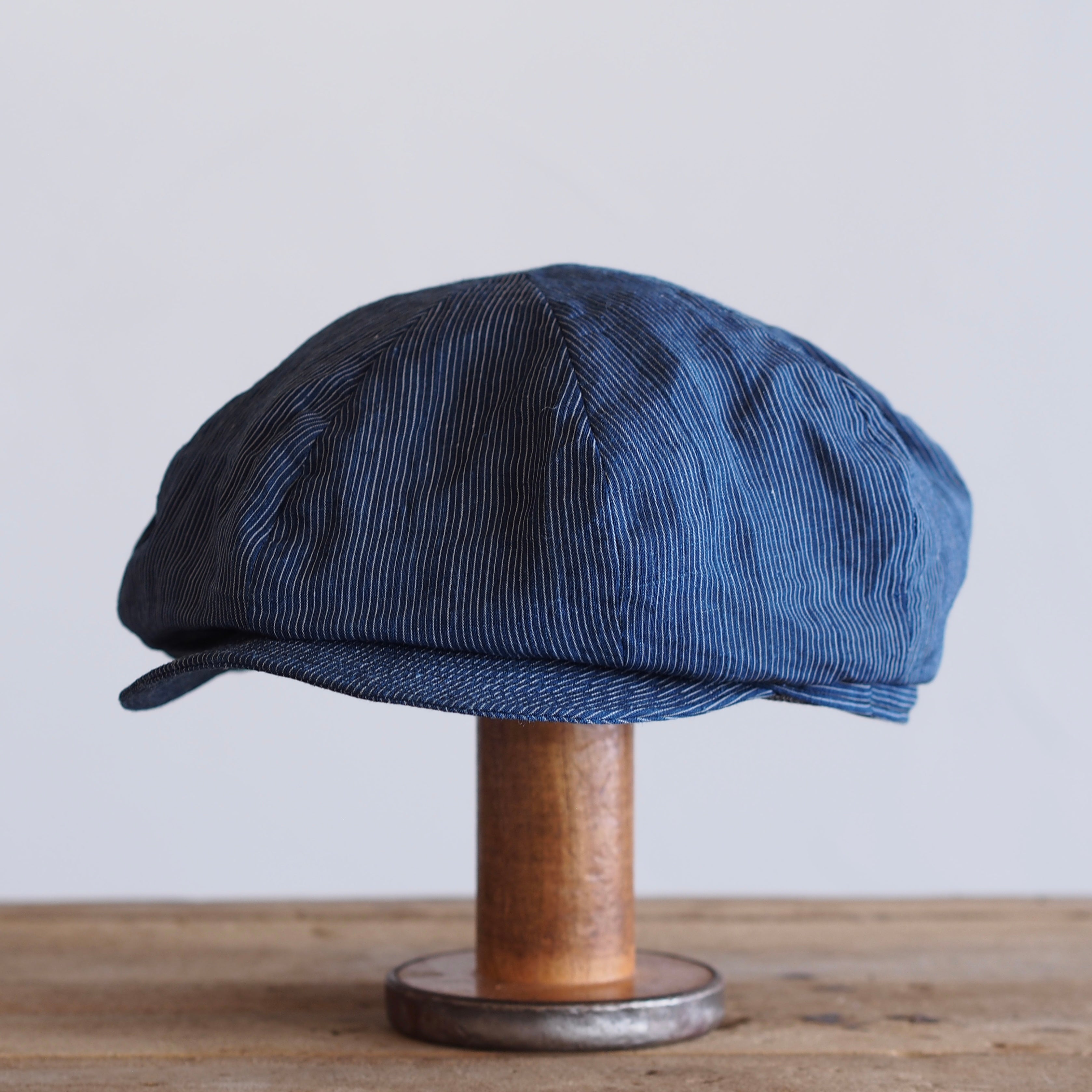 JAPAN VINTAGE FABRIC CAP ~type newsboy~61 meiji linen 縞