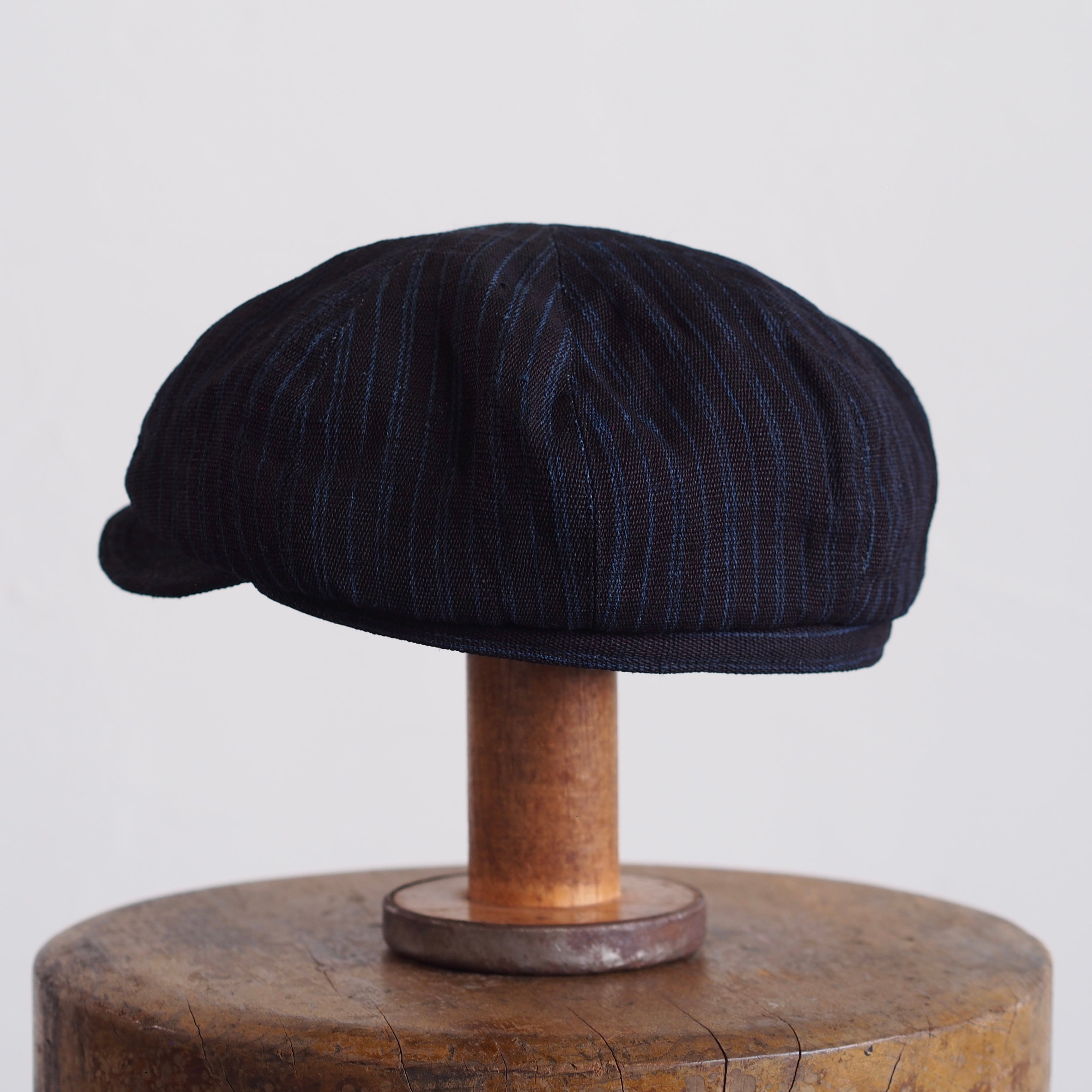 JAPAN VINTAGE FABRIC CAP ~type newsboy~60 meiji linen 縞