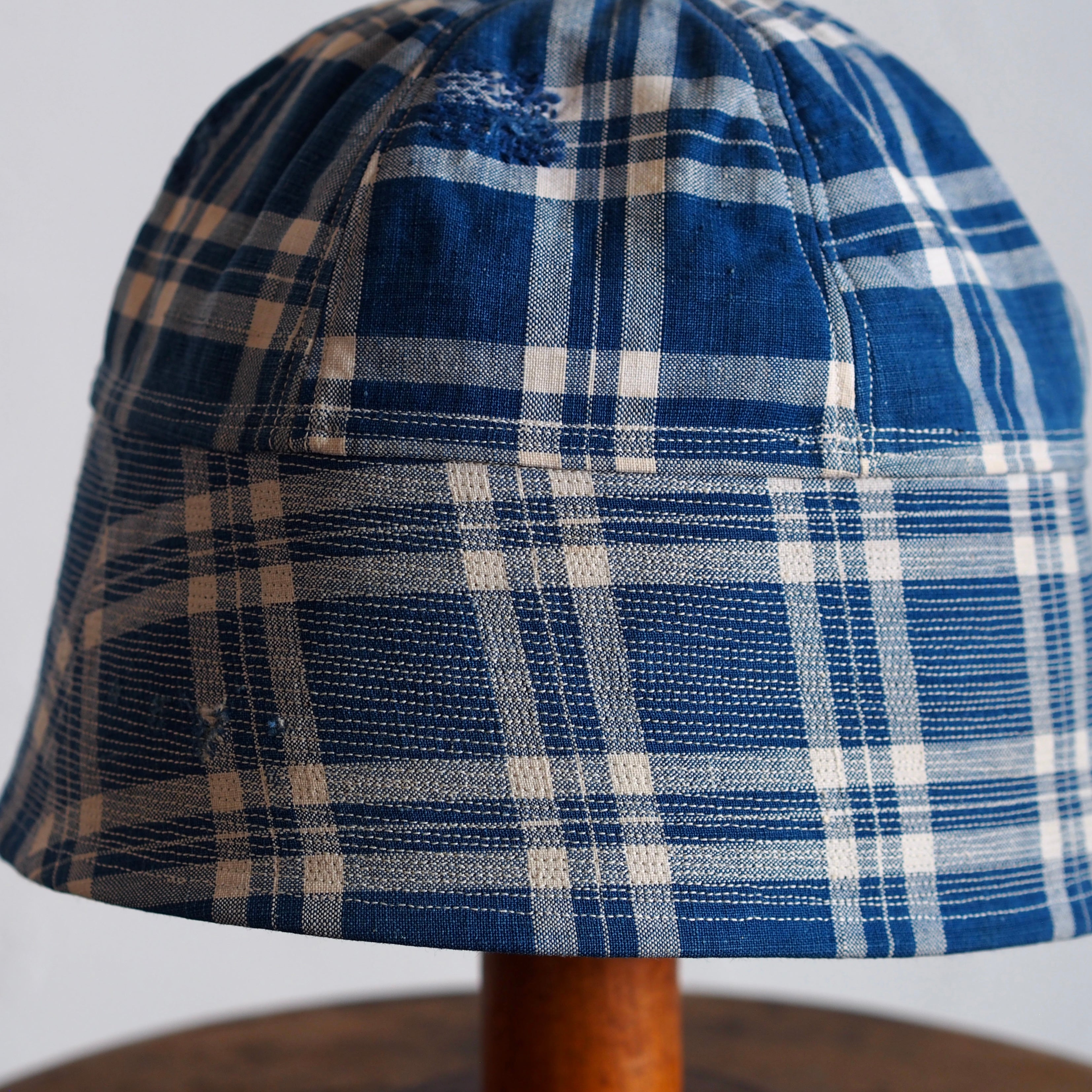 FRENCH VINTAGE CHECK FABRIC HAT ~type sailor~60②
