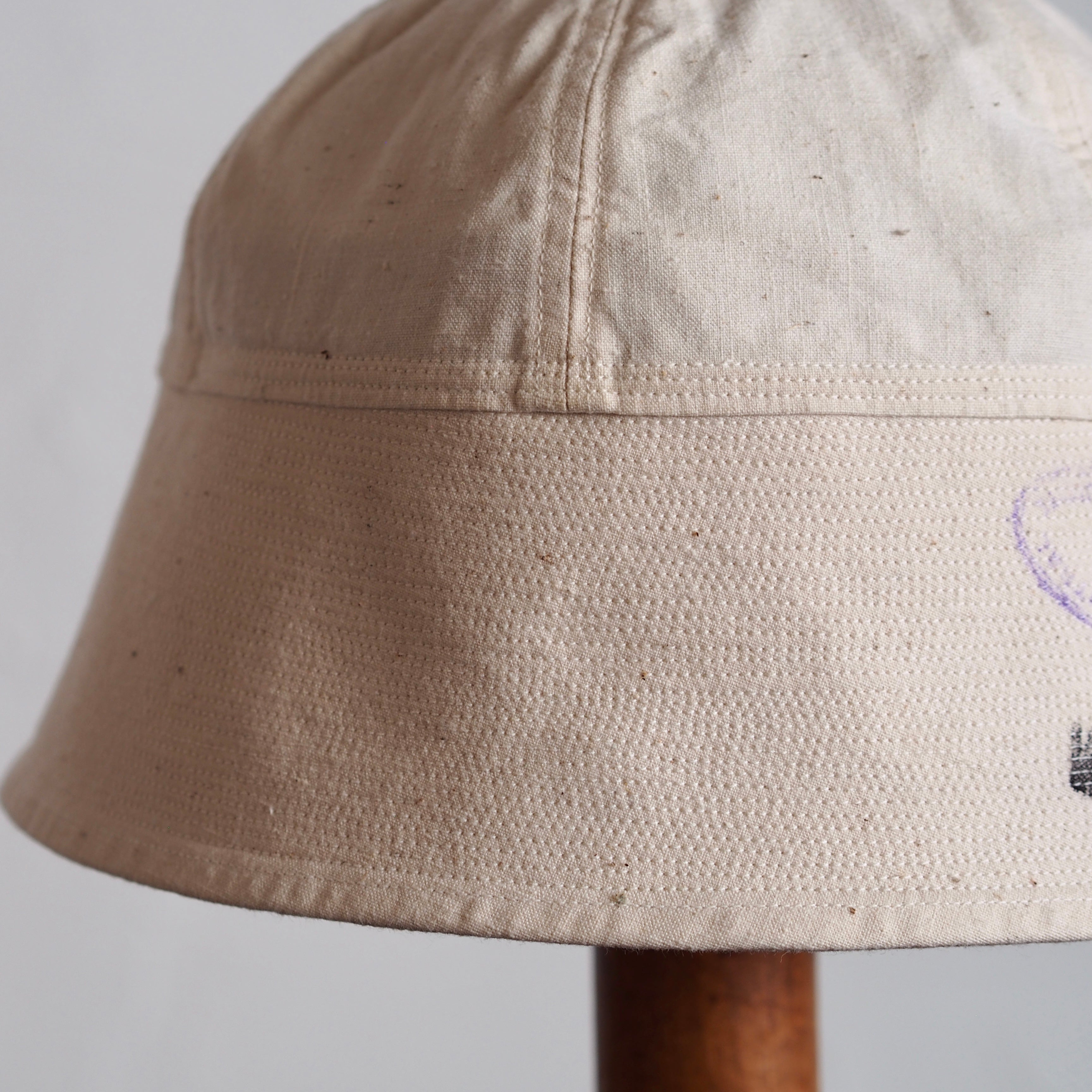 FRENCH VINTAGE LINEN FABRIC HAT ~type sailor~60①