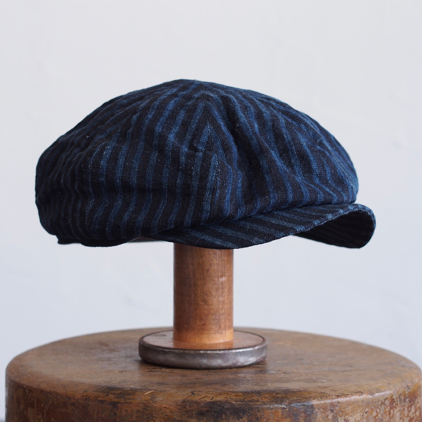 JAPAN VINTAGE FABRIC CAP ~type newsboy~60 meiji linen 縞
