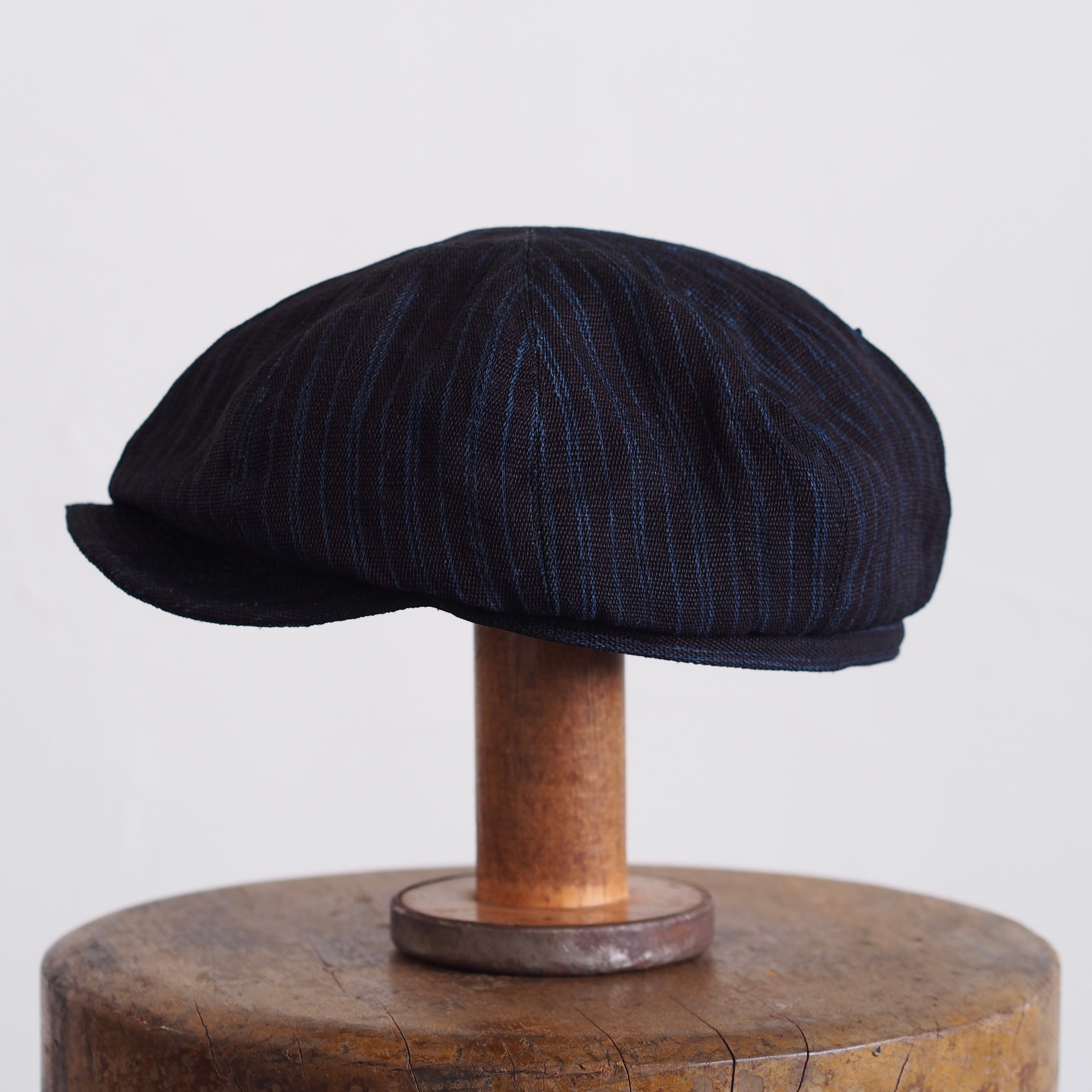 JAPAN VINTAGE FABRIC CAP ~type newsboy~60 meiji linen 縞