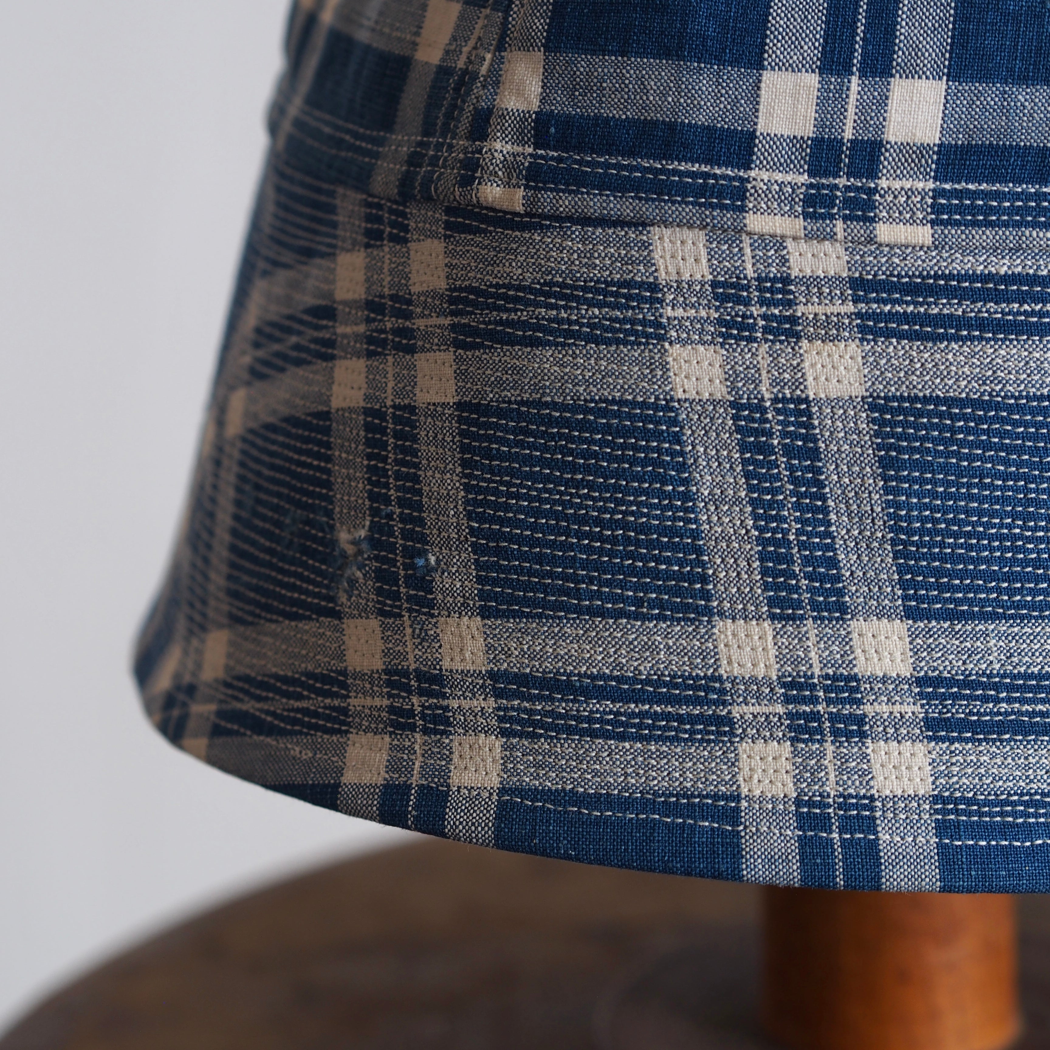 FRENCH VINTAGE CHECK FABRIC HAT ~type sailor~60②